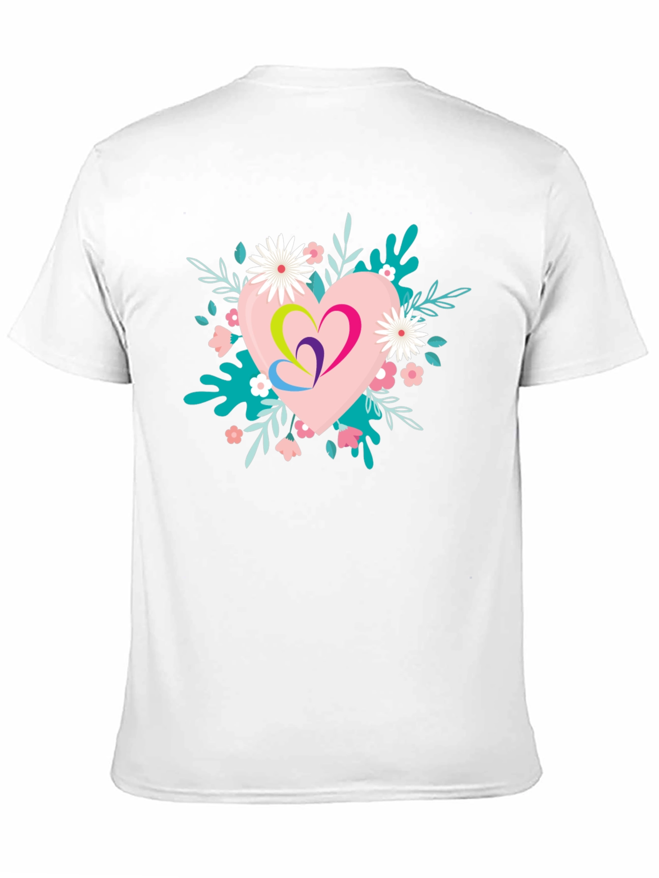 Floral Heart Graphic Black T-Shirt