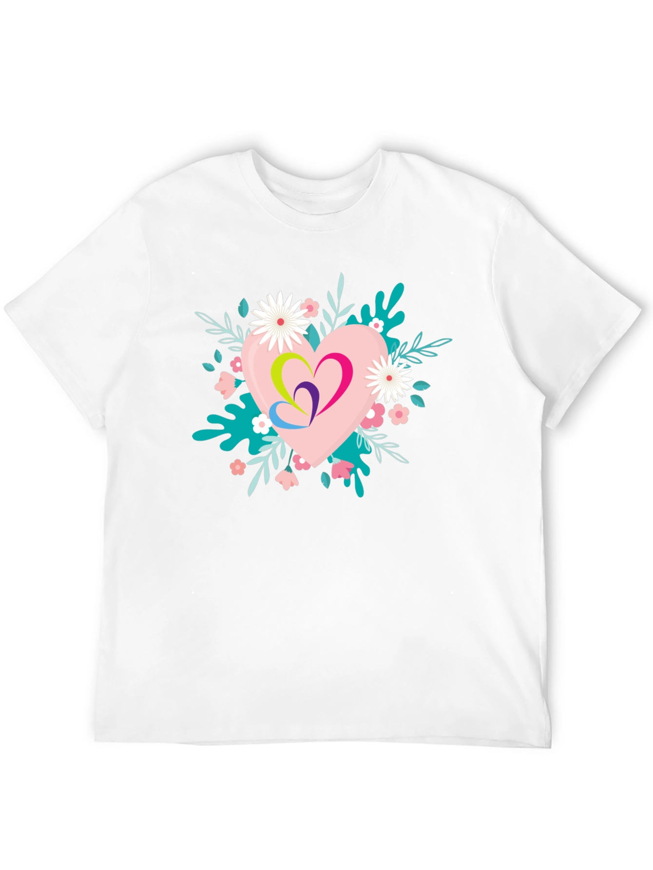 Floral Heart Graphic Black T-Shirt