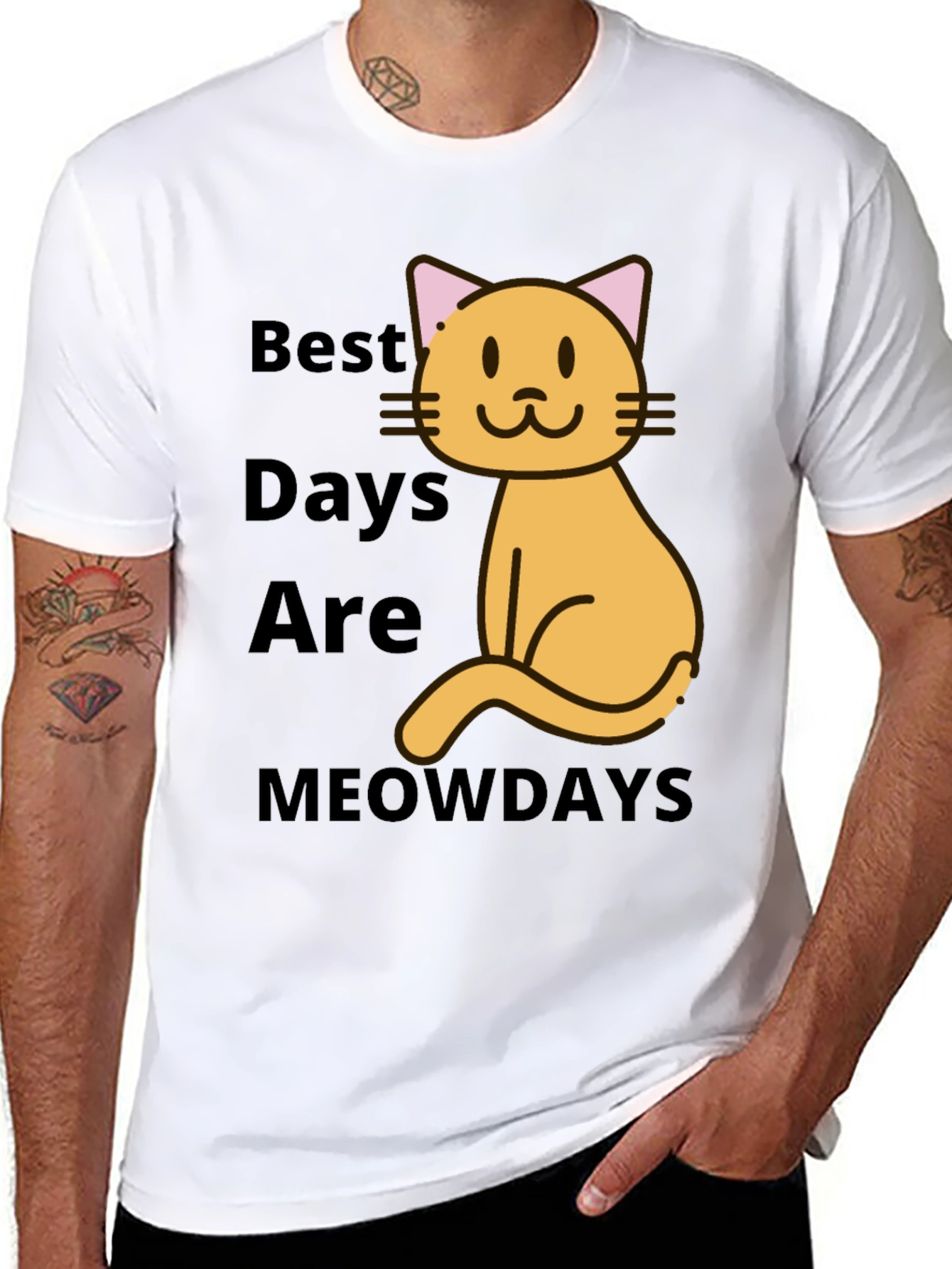 Best Meowdays Graphic T-Shirt - Cat Lover Tee