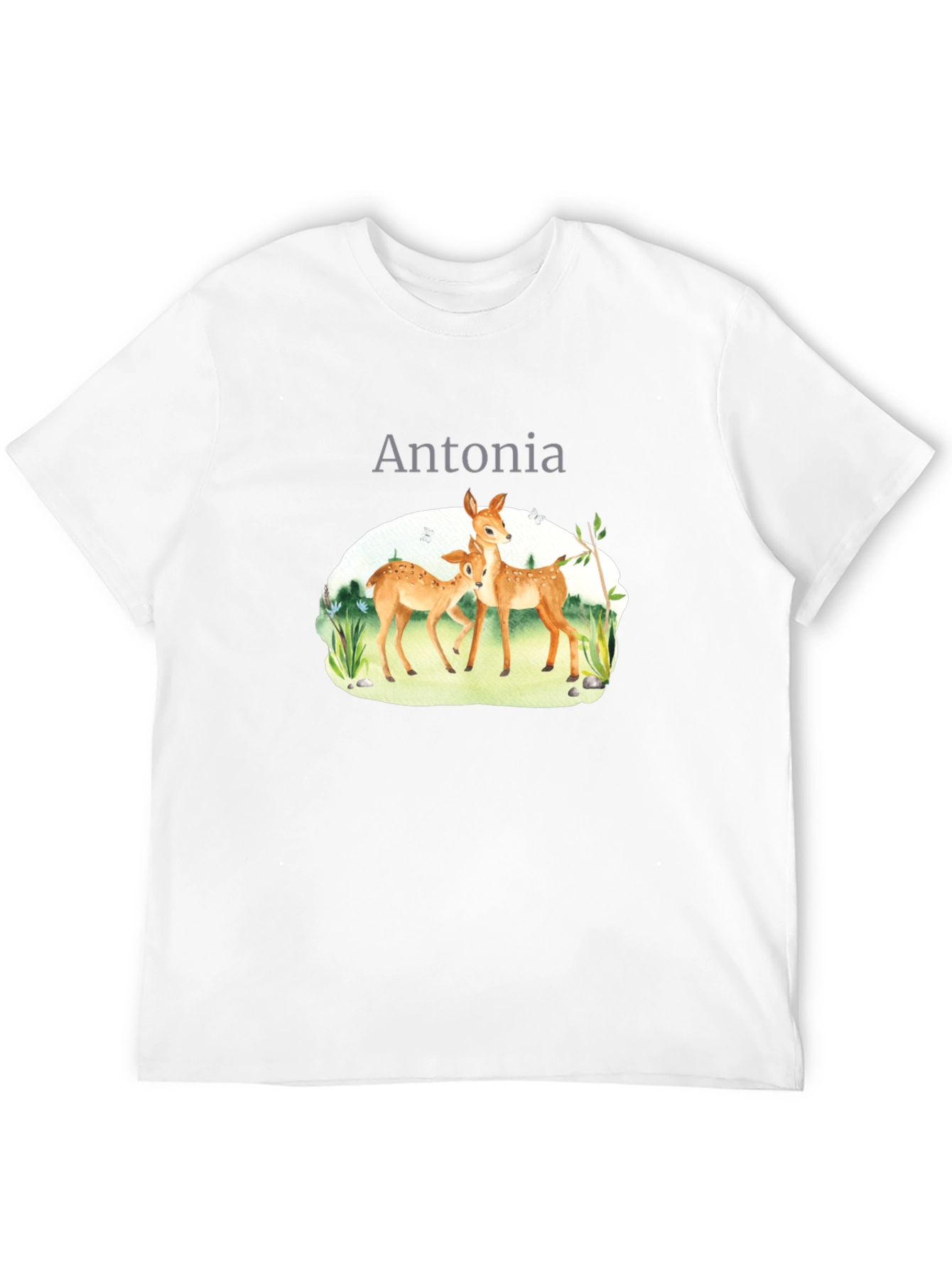 Personalized Deer Family Black T-Shirt
