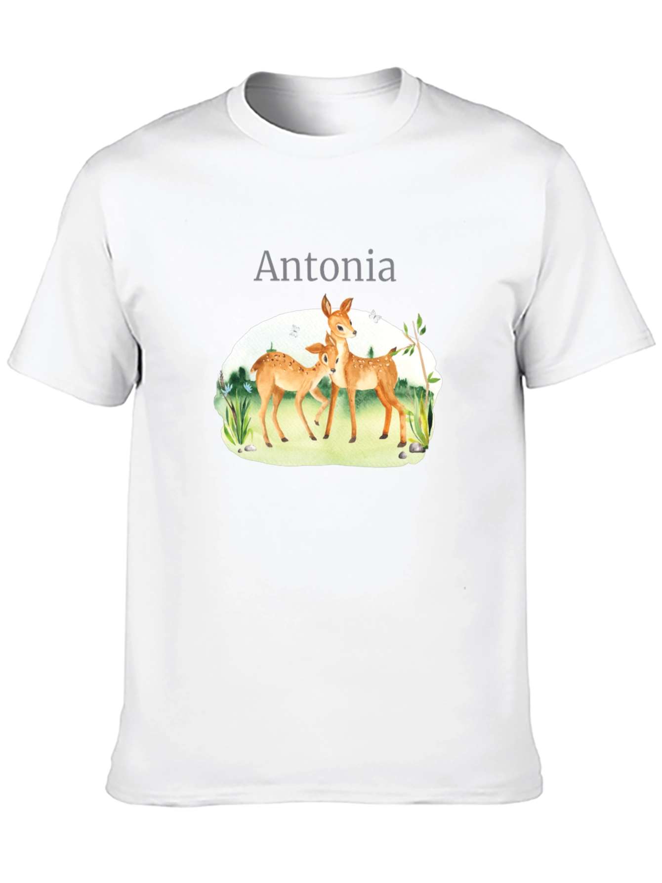 Personalized Deer Family Black T-Shirt