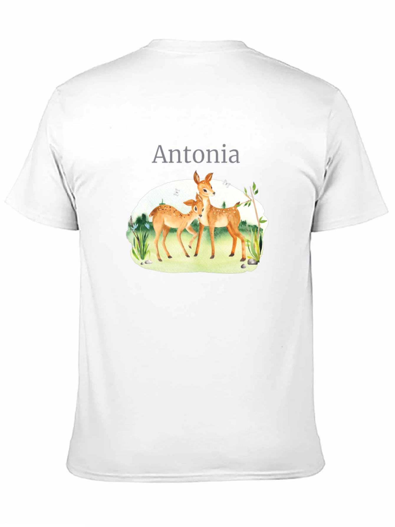 Personalized Deer Family Black T-Shirt