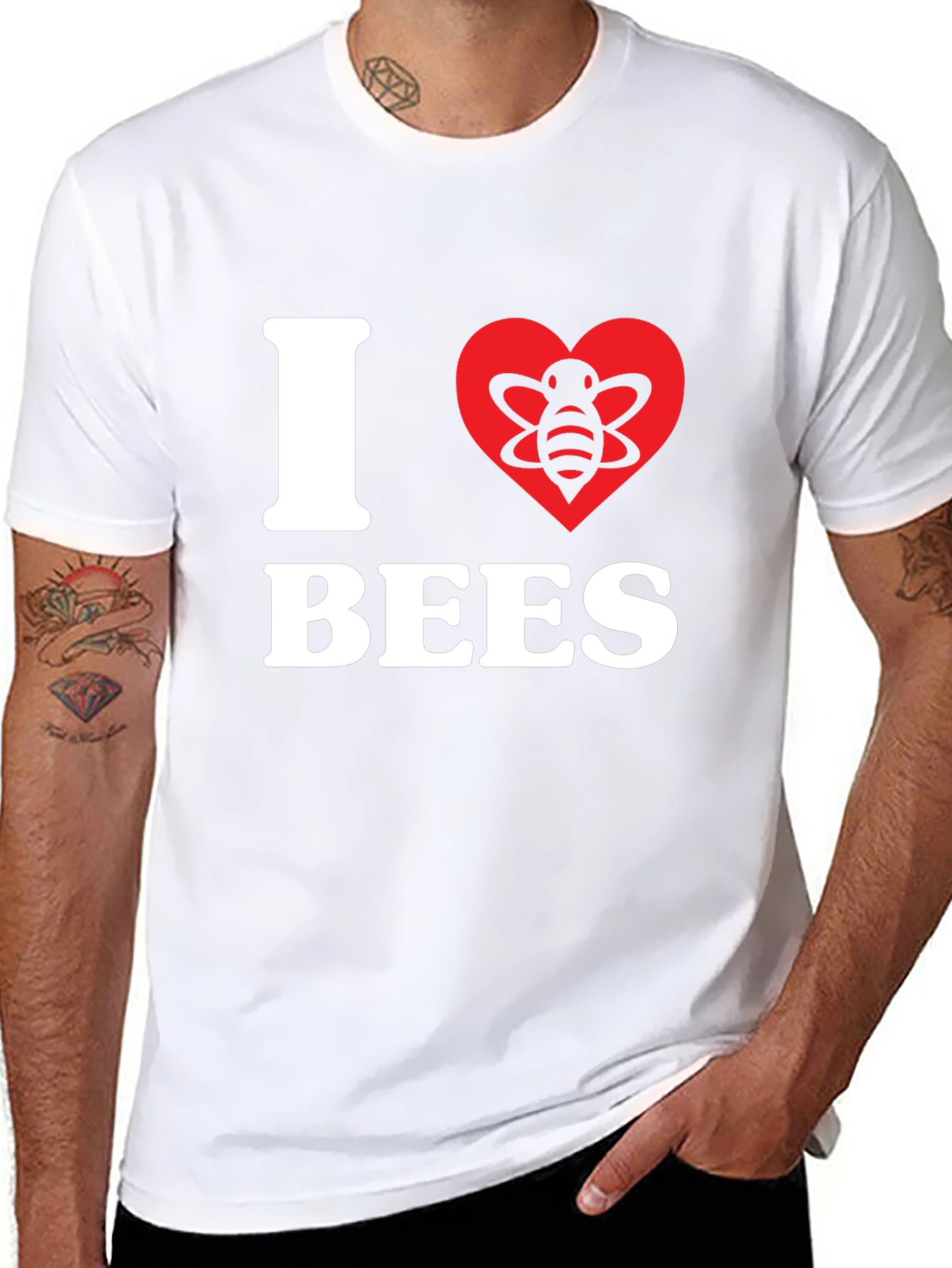 I Heart Bees Graphic Tee - Black Cotton T-Shirt