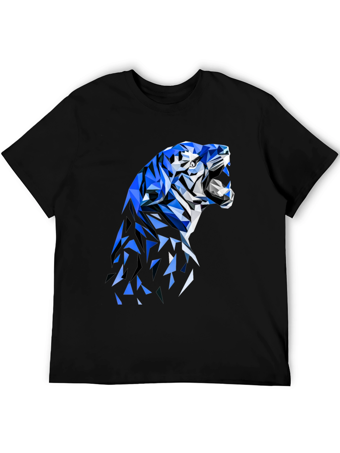 Geometric Tiger Graphic Tee - Stylish Black T-Shirt