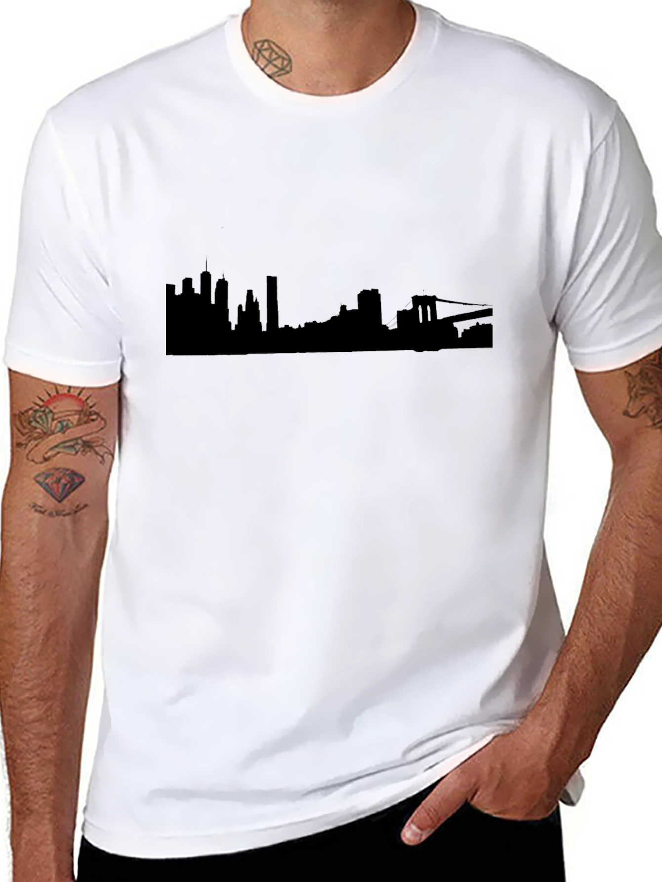 NYC Skyline Graphic Tee - Black Cotton Shirt