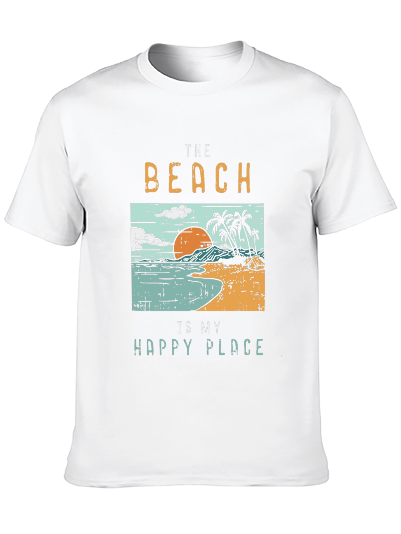 The Beach Is My Happy Place Black Graphic T-Shirt