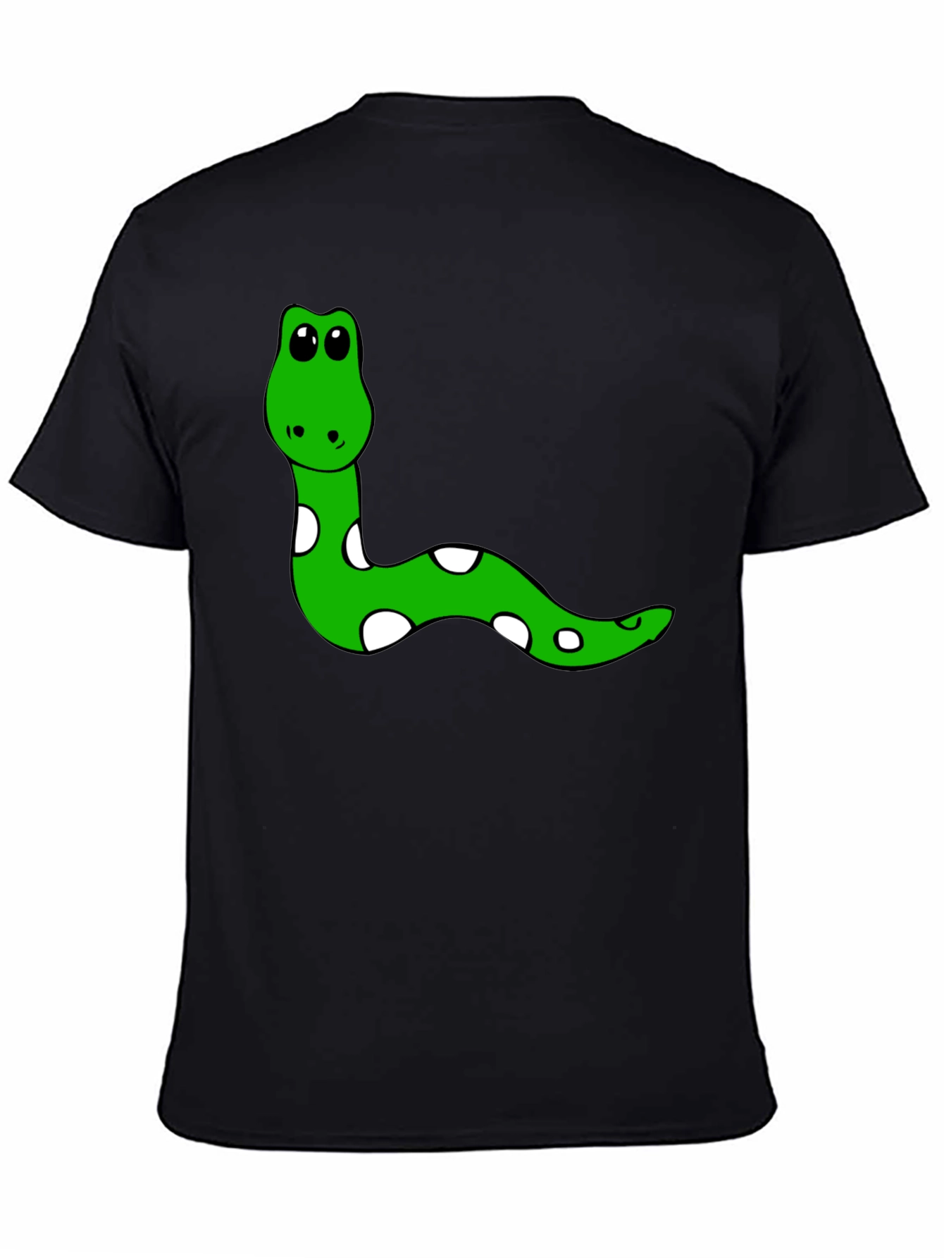 Cute Snake Graphic Tee - Black Cotton T-Shirt