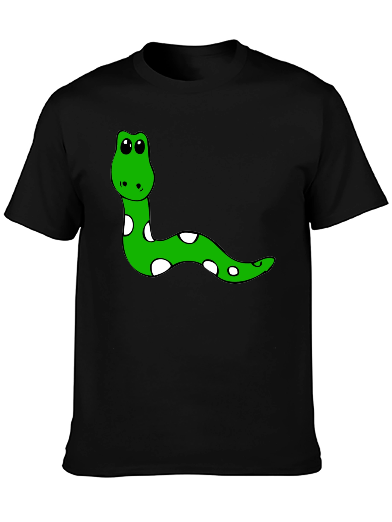 Cute Snake Graphic Tee - Black Cotton T-Shirt