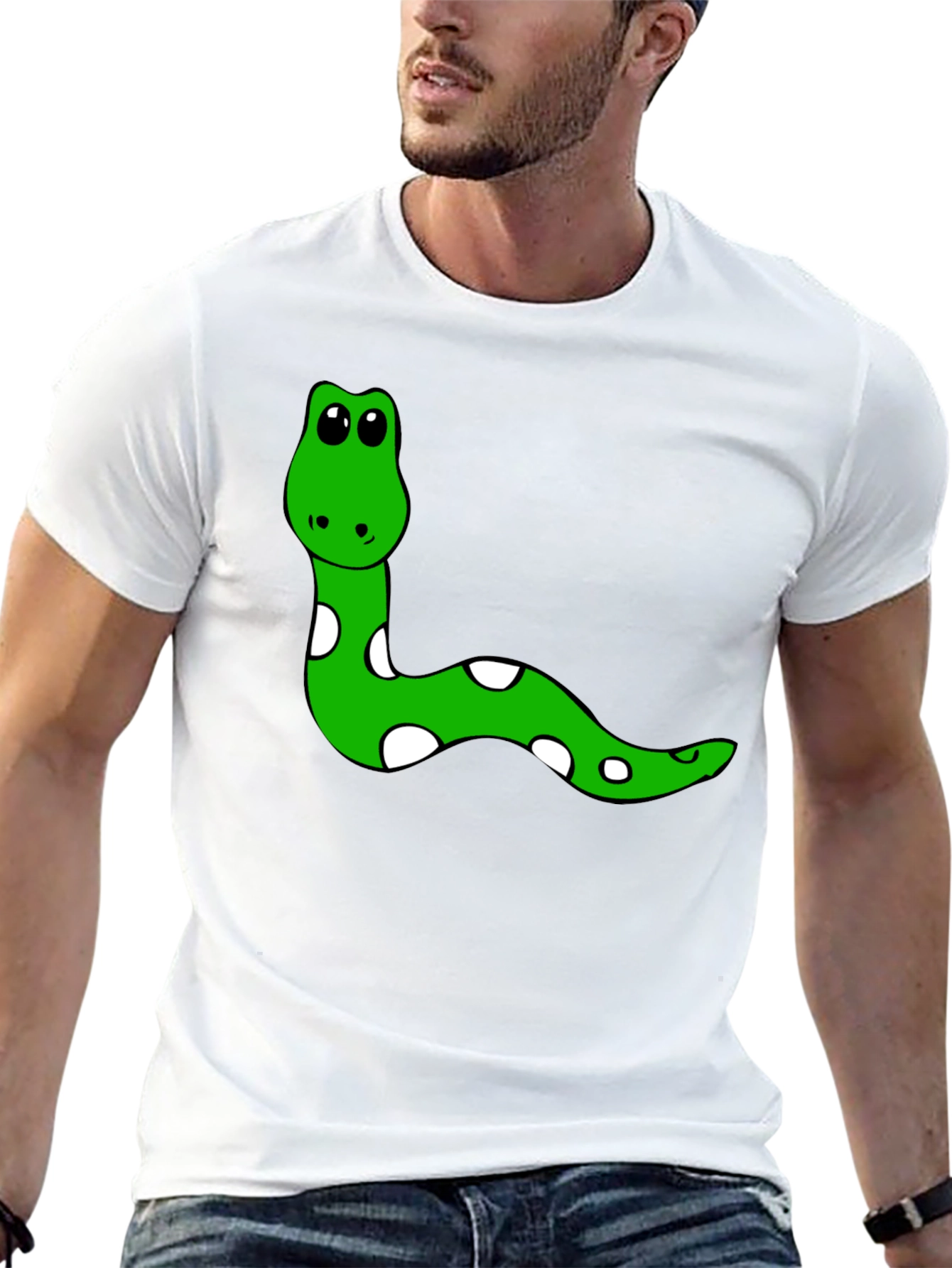 Cute Snake Graphic Tee - Black Cotton T-Shirt