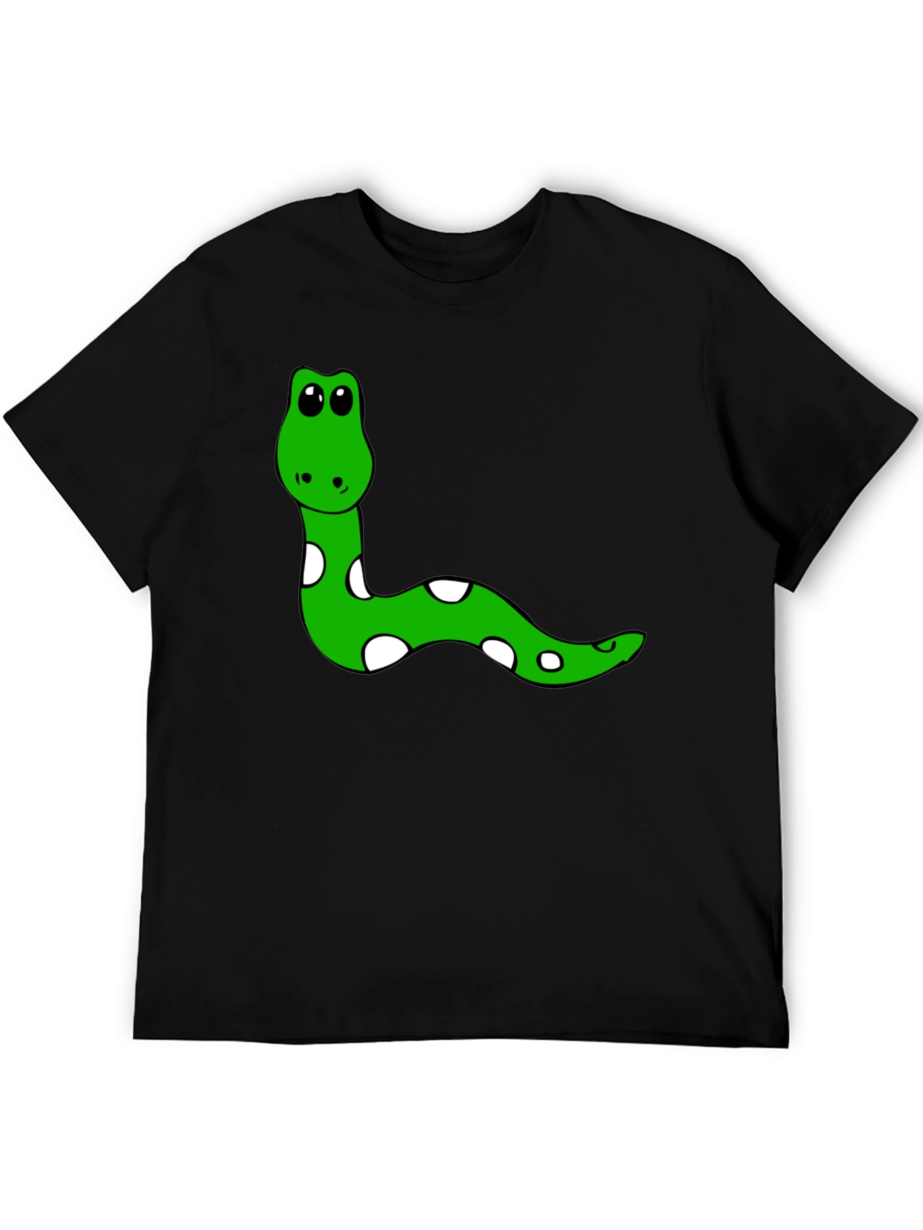 Cute Snake Graphic Tee - Black Cotton T-Shirt