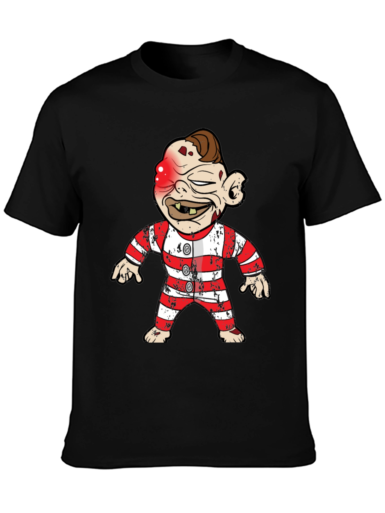 Cartoon Character on Black T-Shirt