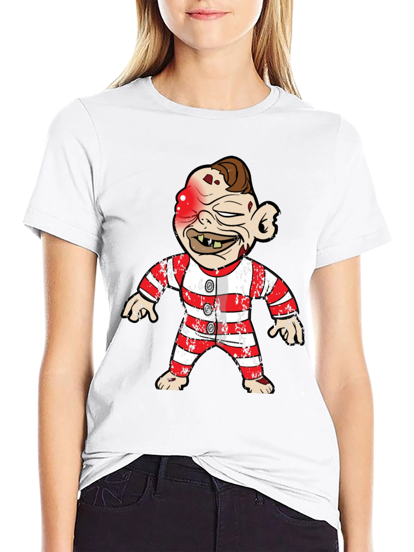Cartoon Character on Black T-Shirt