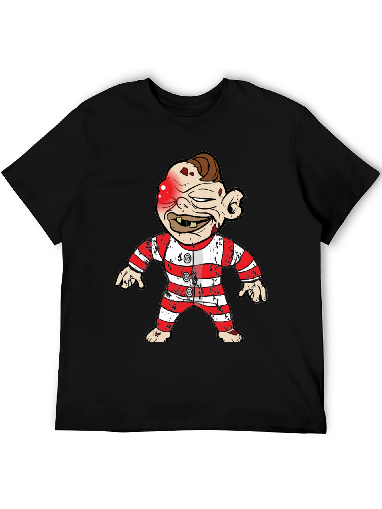 Cartoon Character on Black T-Shirt