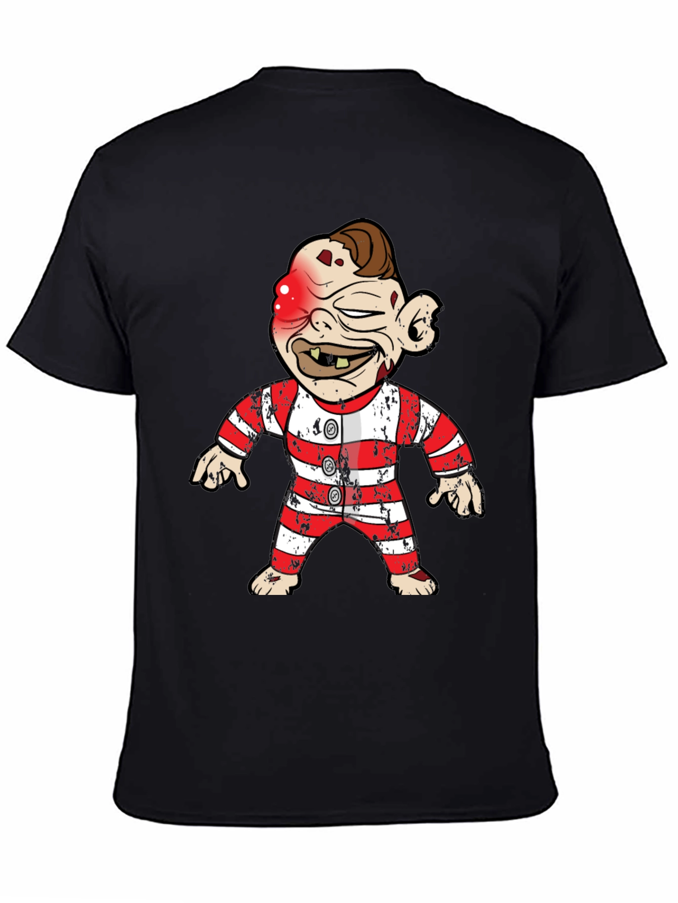 Cartoon Character on Black T-Shirt