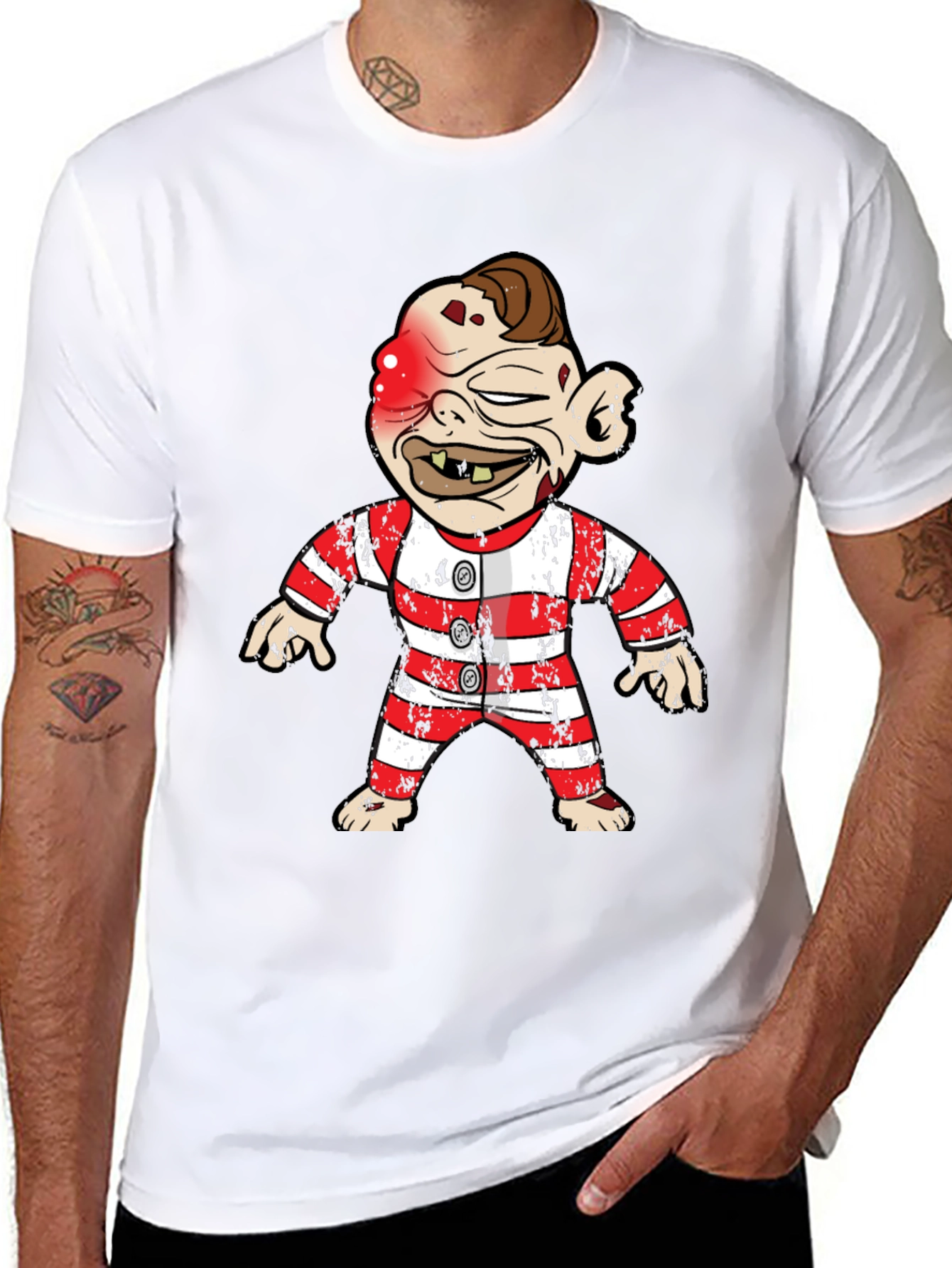 Cartoon Character on Black T-Shirt