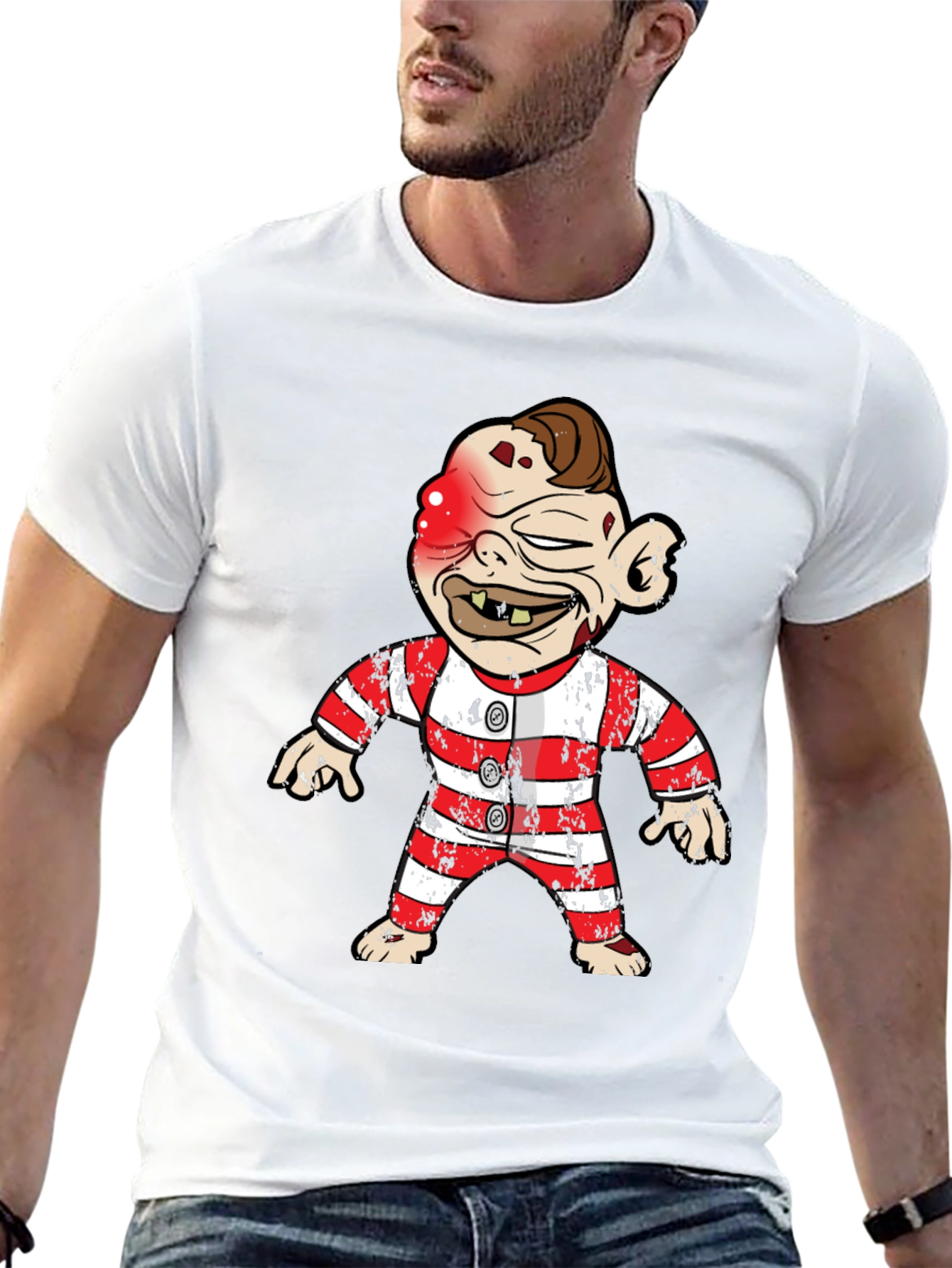 Cartoon Character on Black T-Shirt