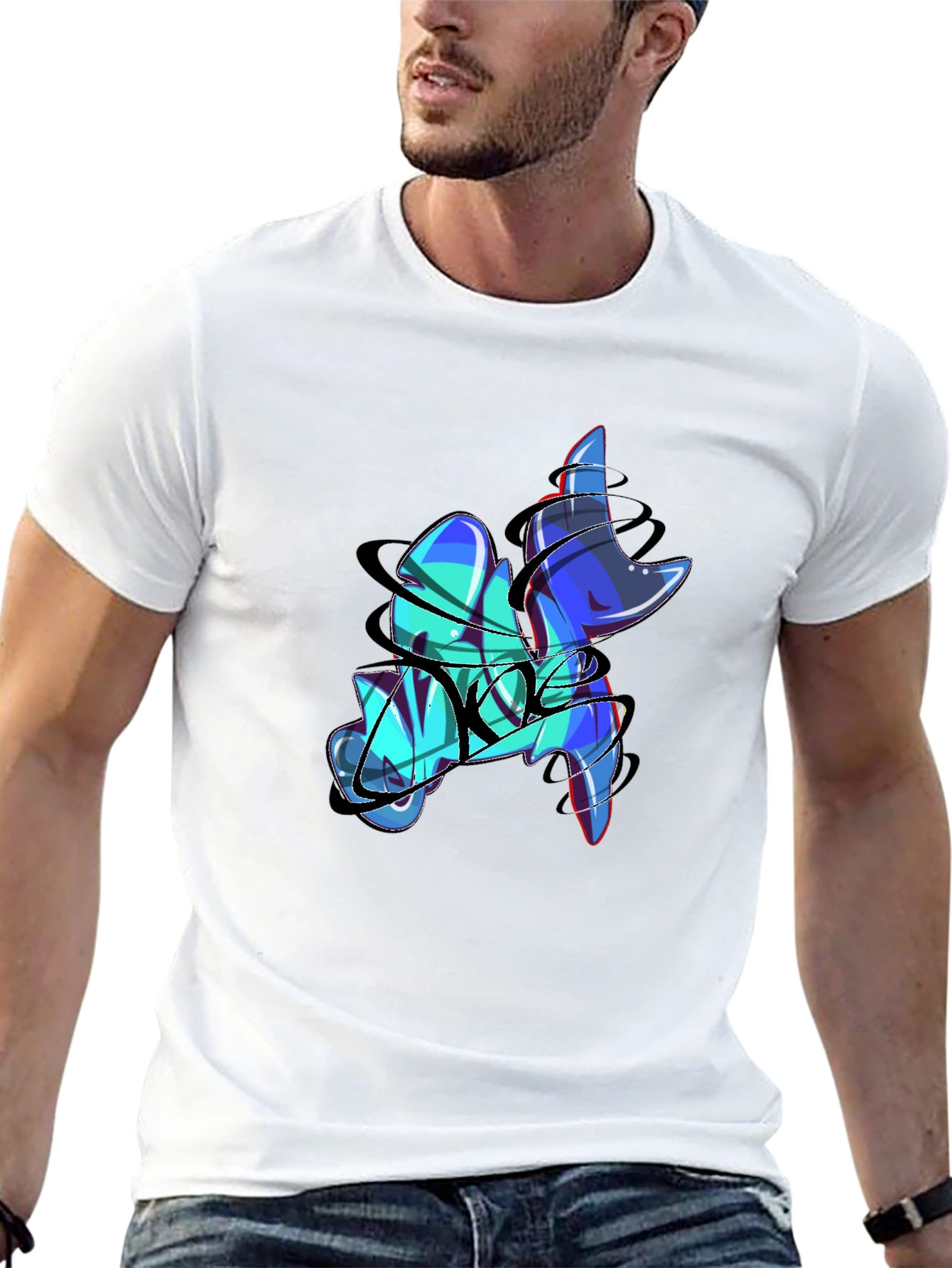 Abstract Graffiti Print Black T-Shirt
