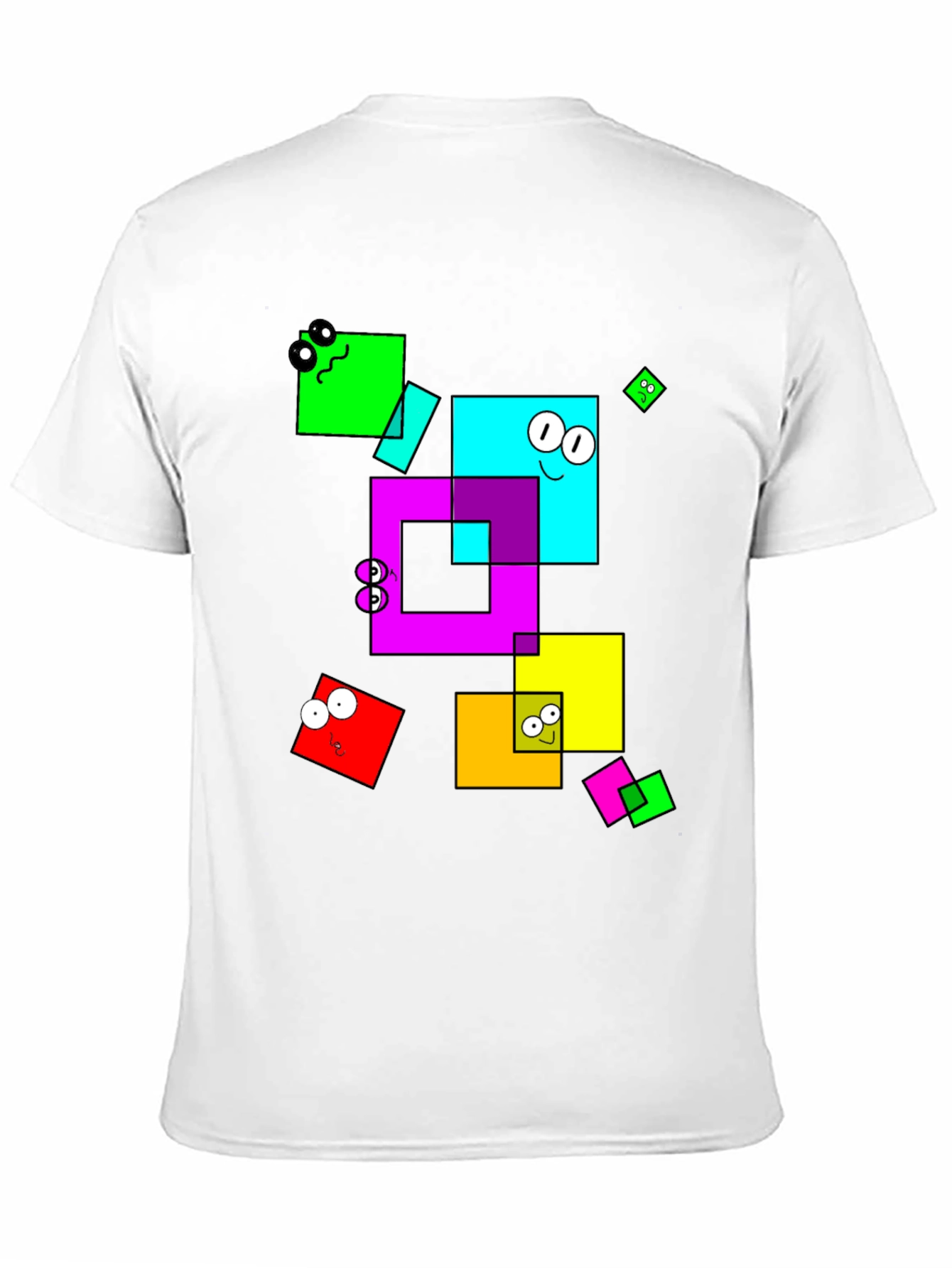 Funky Geometric Square Character Graphic T-Shirt
