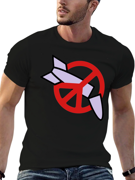 Anti-War T-Shirt - Peace Symbol & Missile Graphic Tee