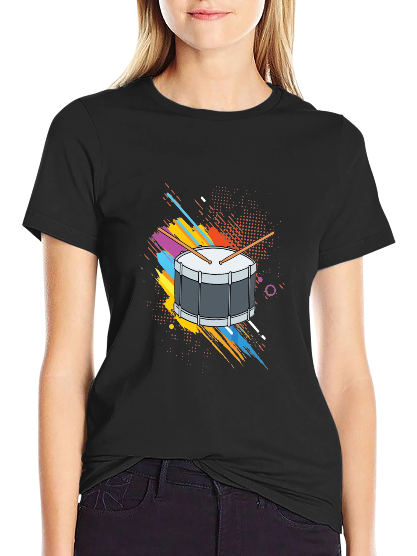 Drum Graphic Black T-Shirt Music Tee
