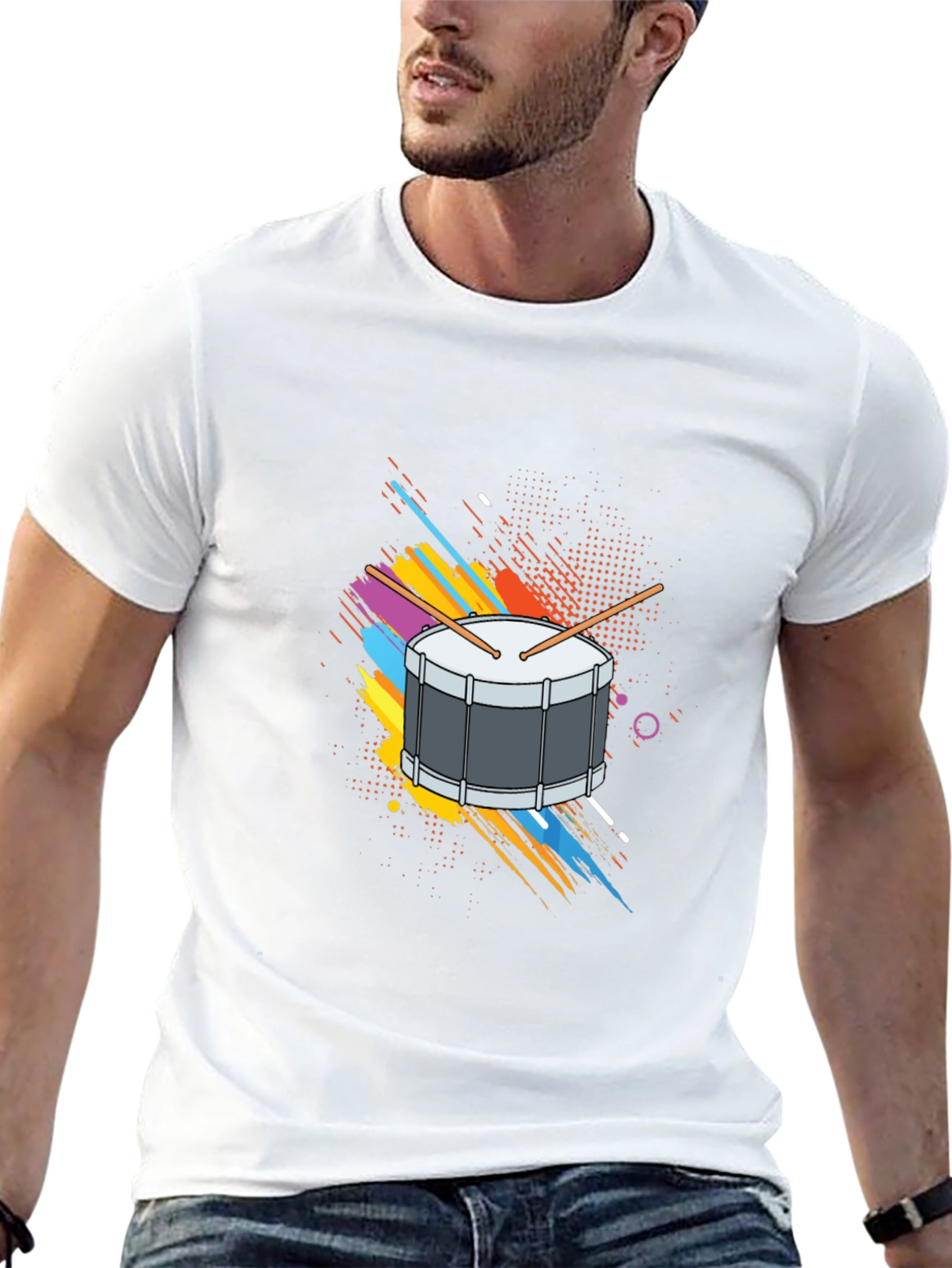 Drum Graphic Black T-Shirt Music Tee
