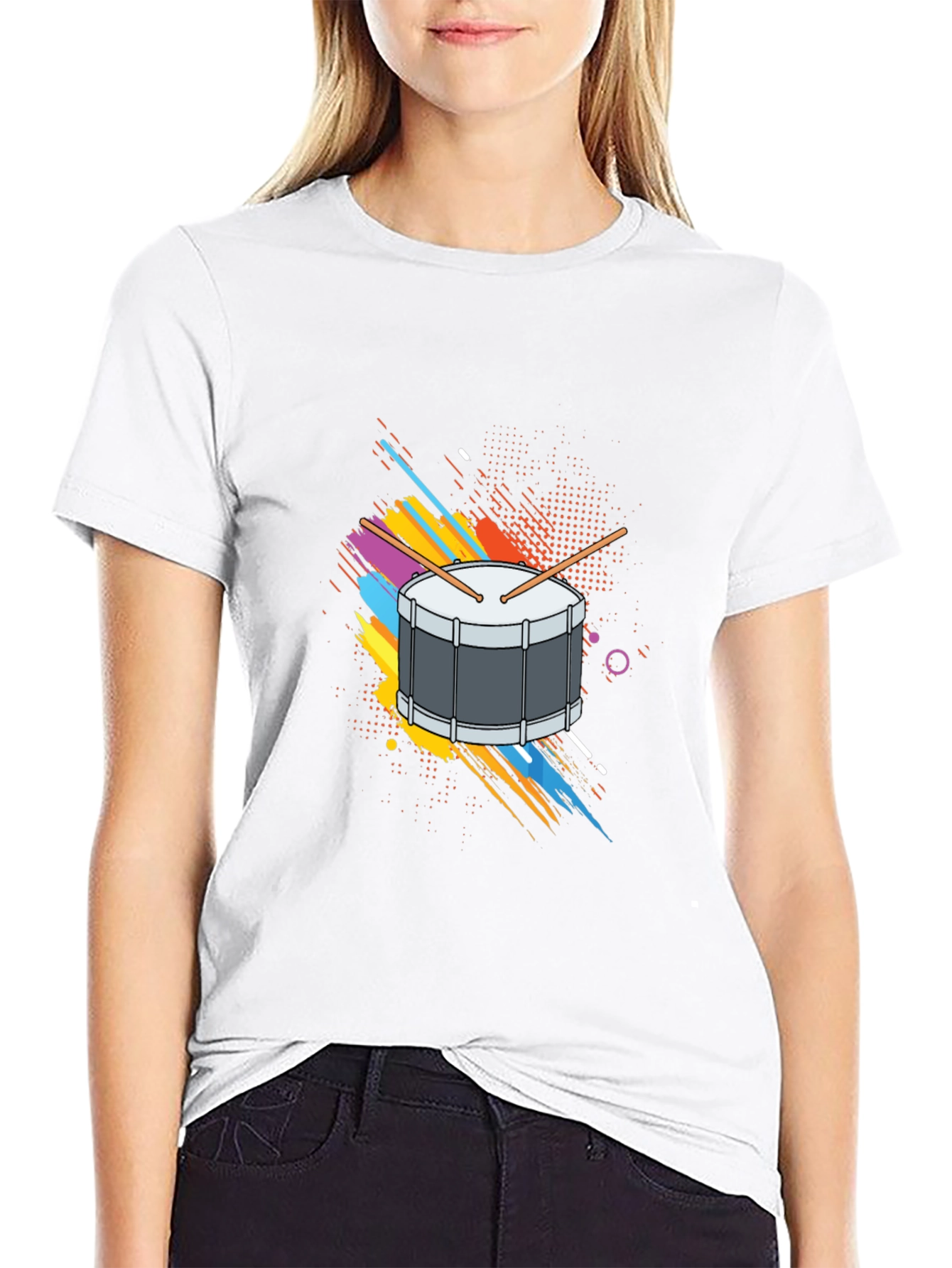 Drum Graphic Black T-Shirt Music Tee