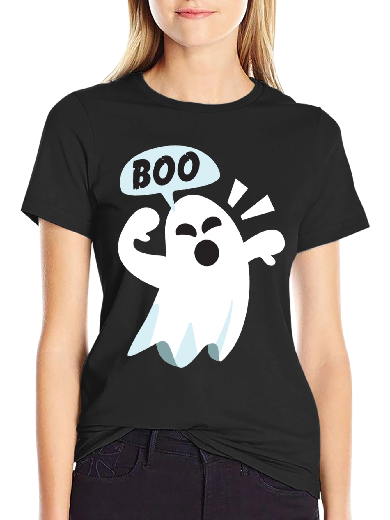 Boo Ghost Graphic Tee - Halloween Fun!