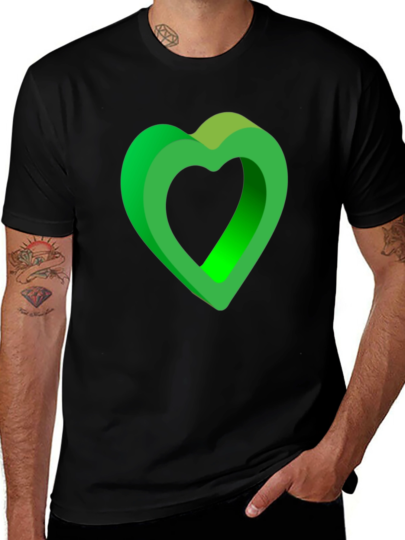Green Heart Graphic T-Shirt - Stylish Casual Wear