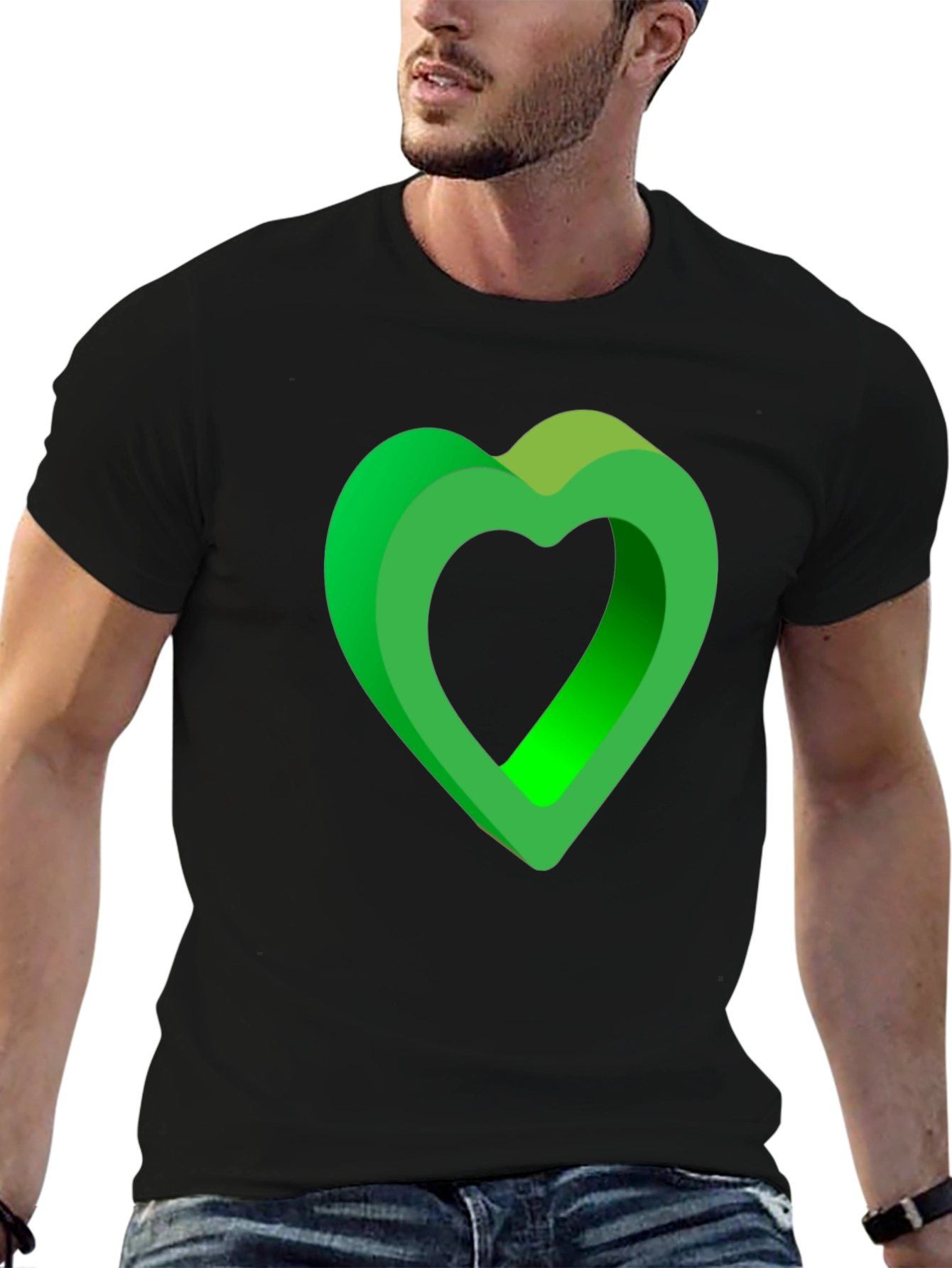 Green Heart Graphic T-Shirt - Stylish Casual Wear