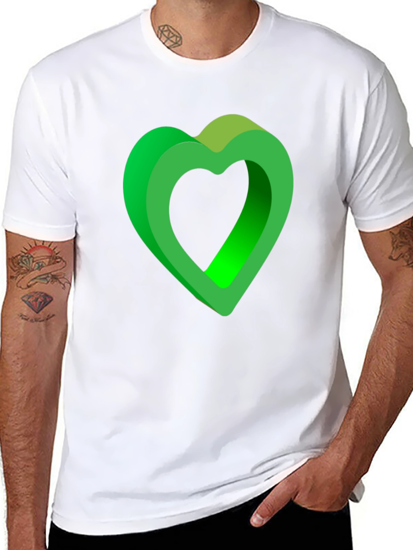 Green Heart Graphic T-Shirt - Stylish Casual Wear
