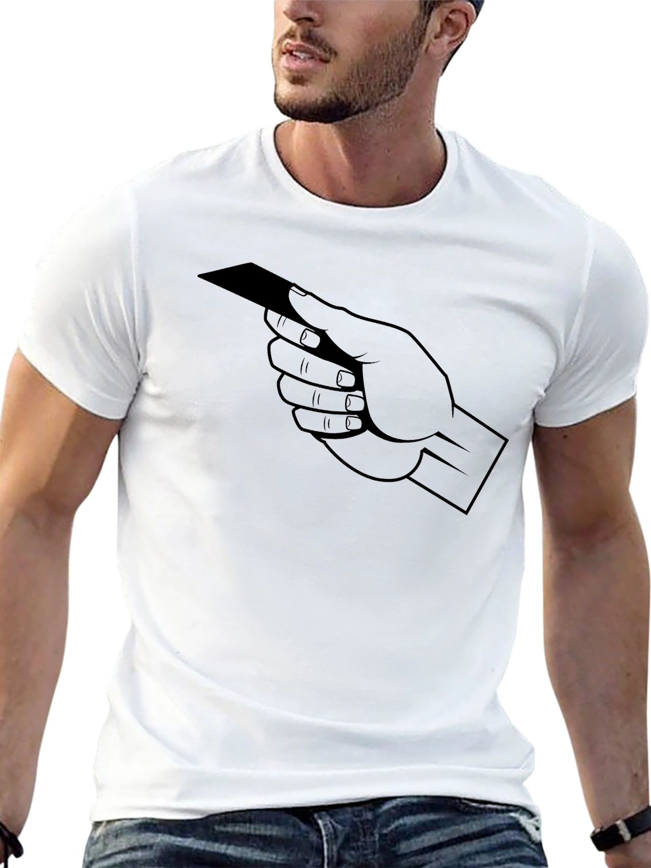 Hand Holding Card Graphic T-Shirt - Black