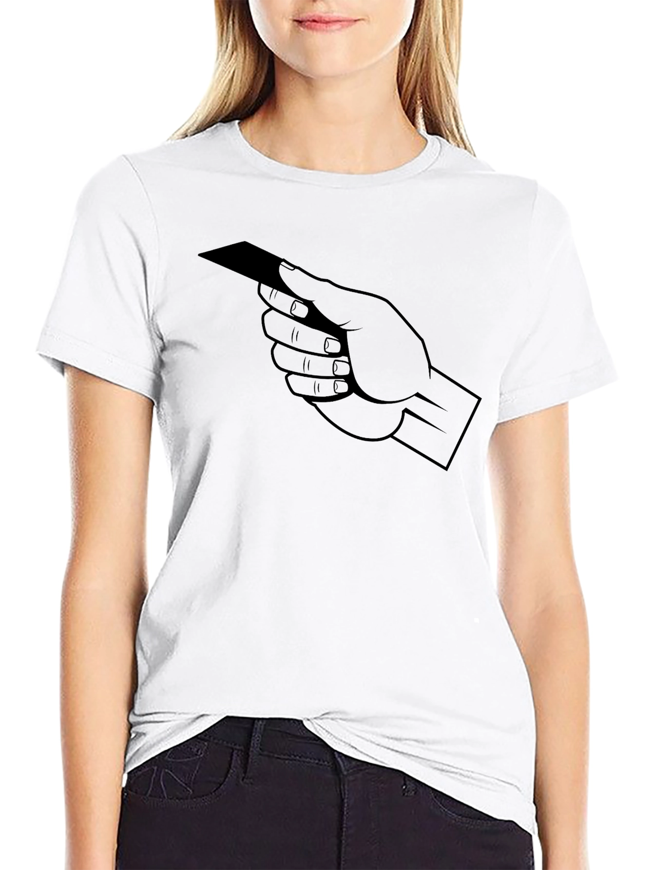 Hand Holding Card Graphic T-Shirt - Black