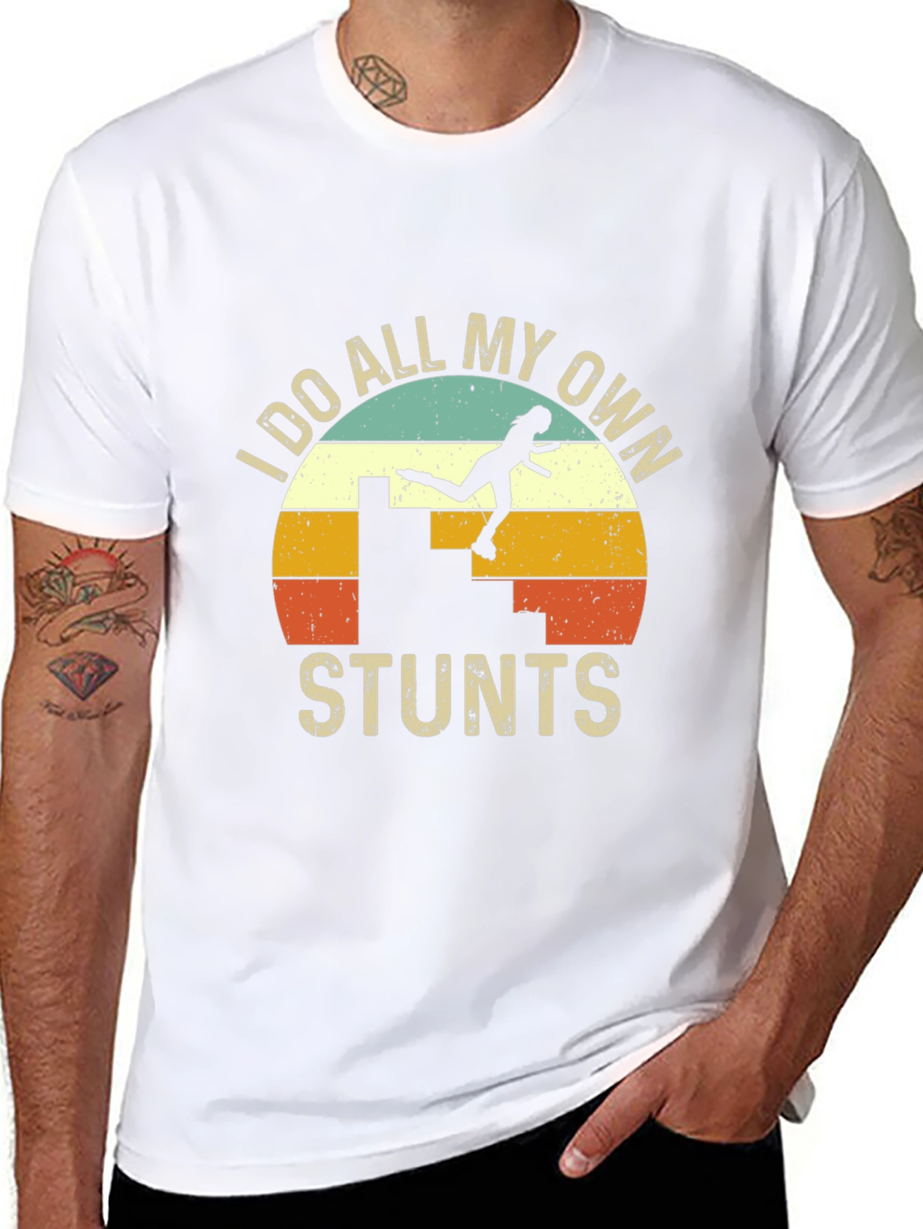 I Do All My Own Stunts Retro Graphic Tee