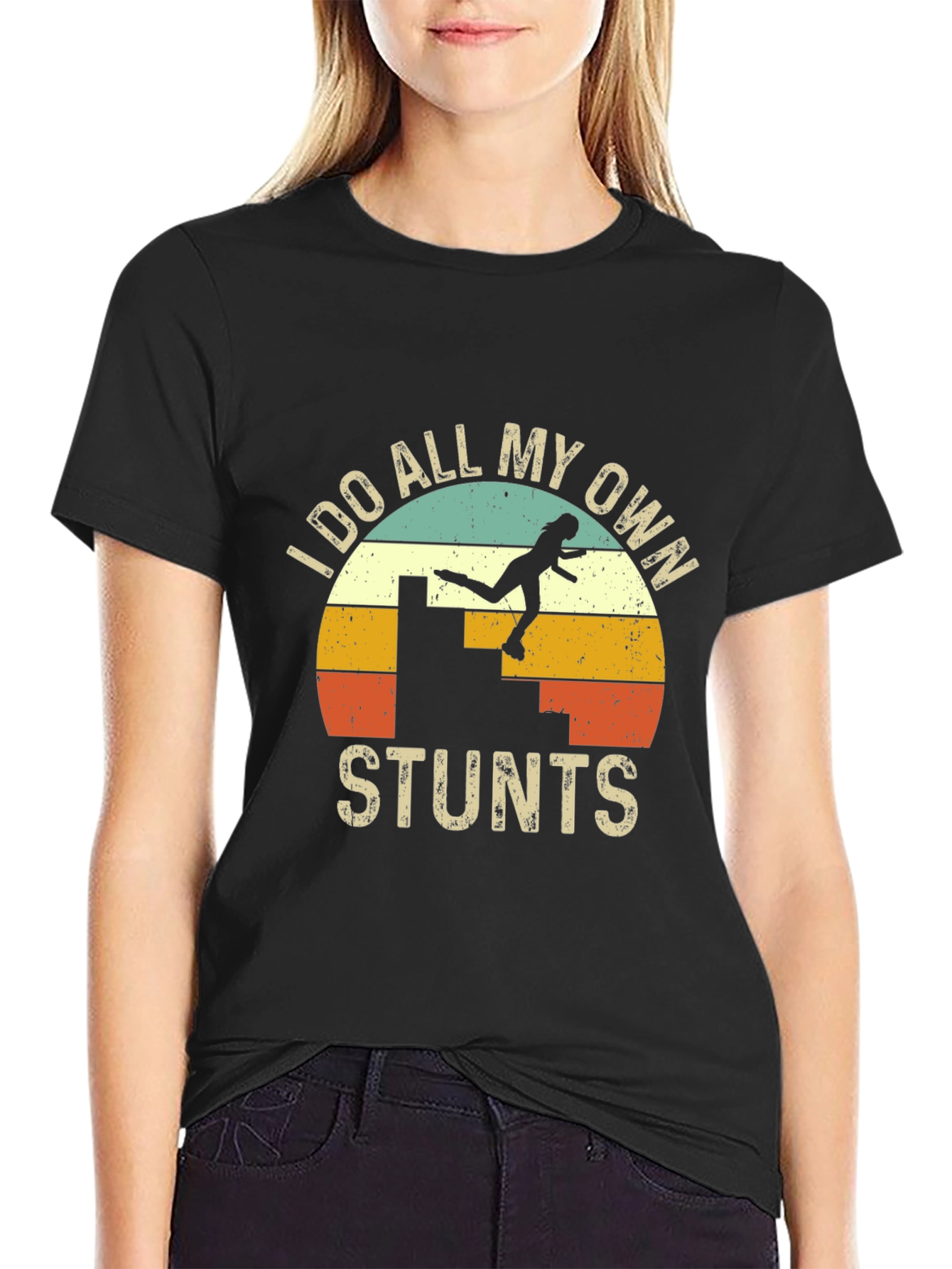 I Do All My Own Stunts Retro Graphic Tee