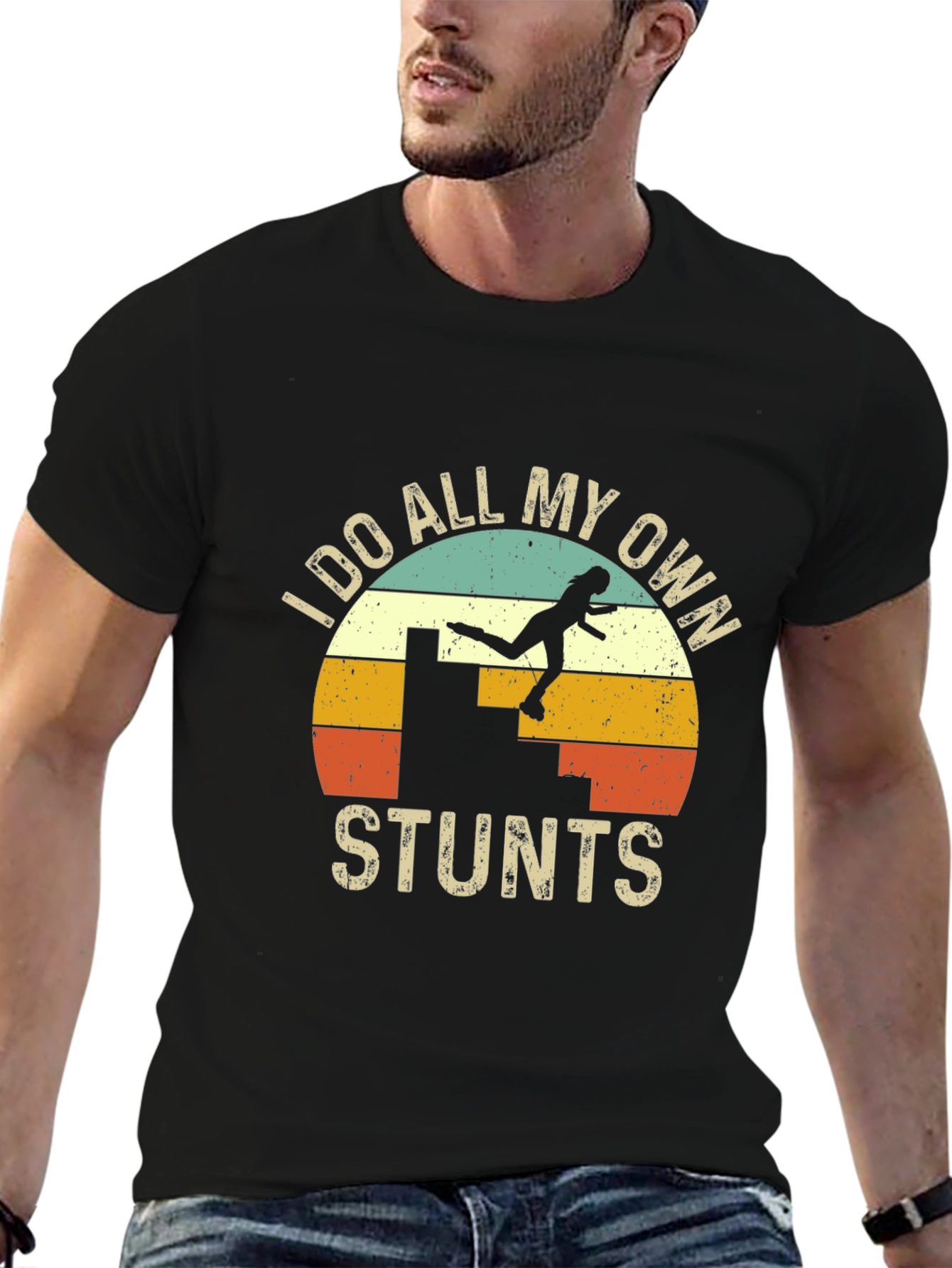 I Do All My Own Stunts Retro Graphic Tee