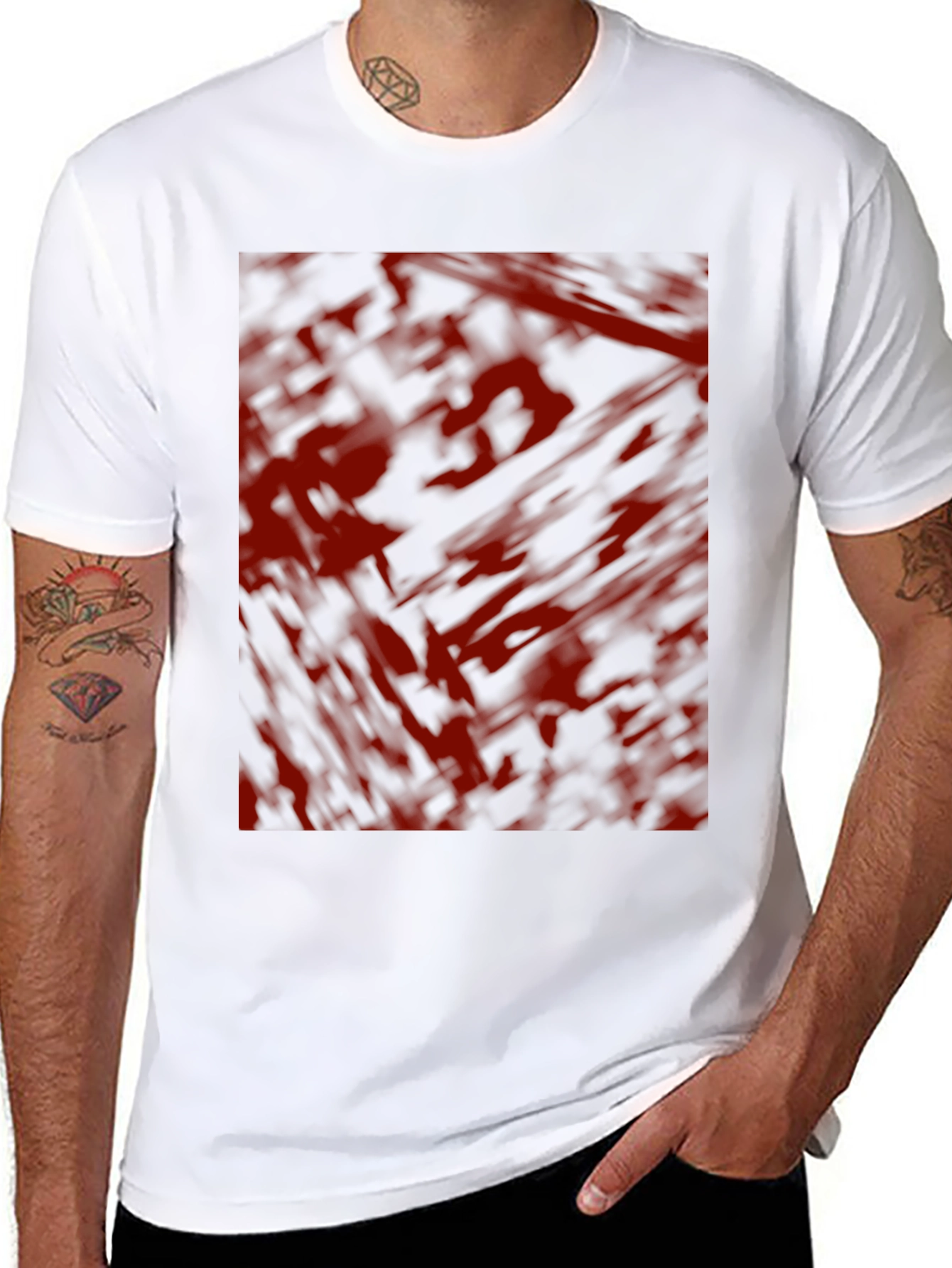 Abstract Red & Black Graphic T-Shirt