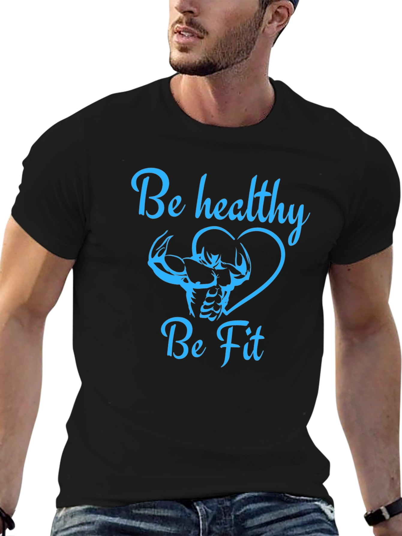 Be Healthy Be Fit Black T-Shirt