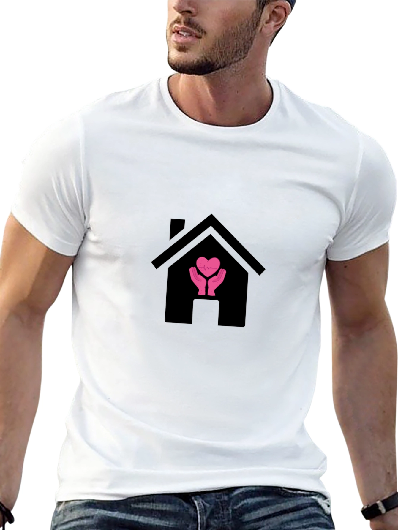 Heart Hands at Home Graphic Black T-Shirt