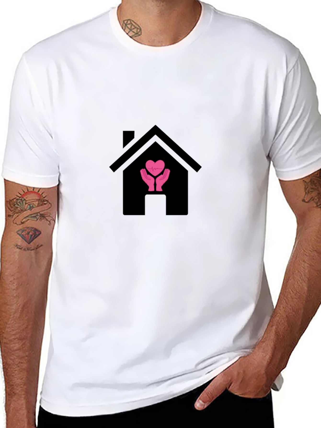 Heart Hands at Home Graphic Black T-Shirt