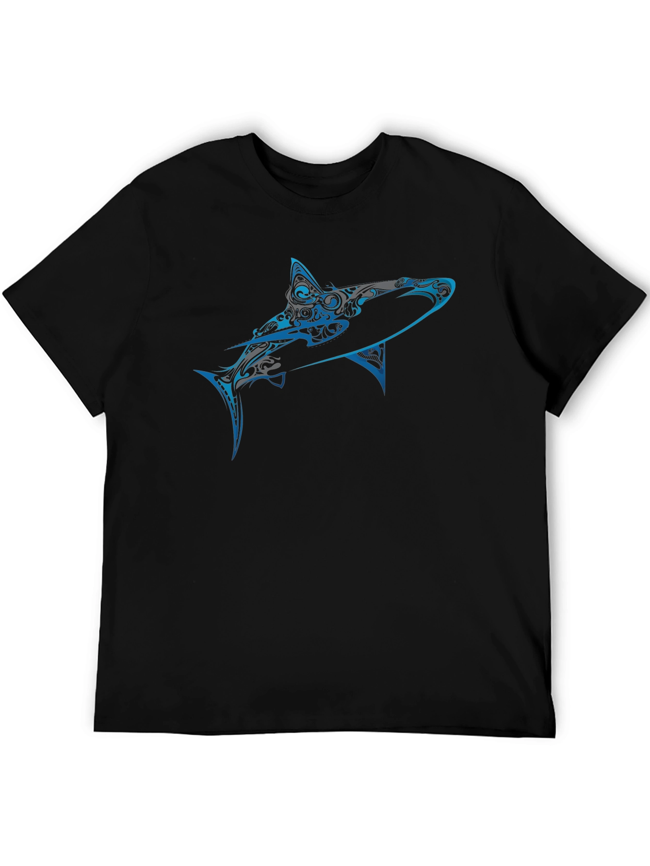 Tribal Shark Graphic Tee - Mens Black T-Shirt