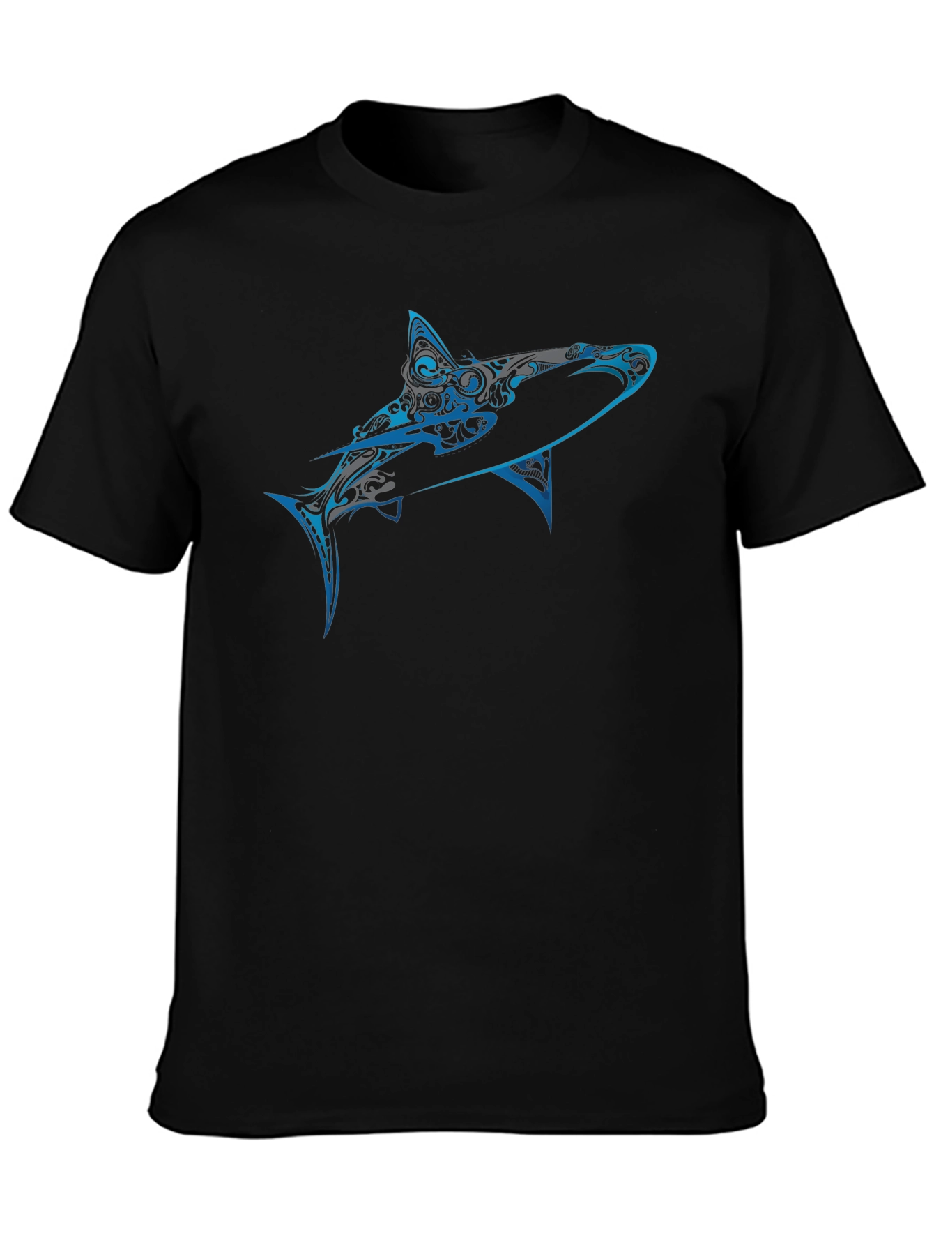Tribal Shark Graphic Tee - Mens Black T-Shirt