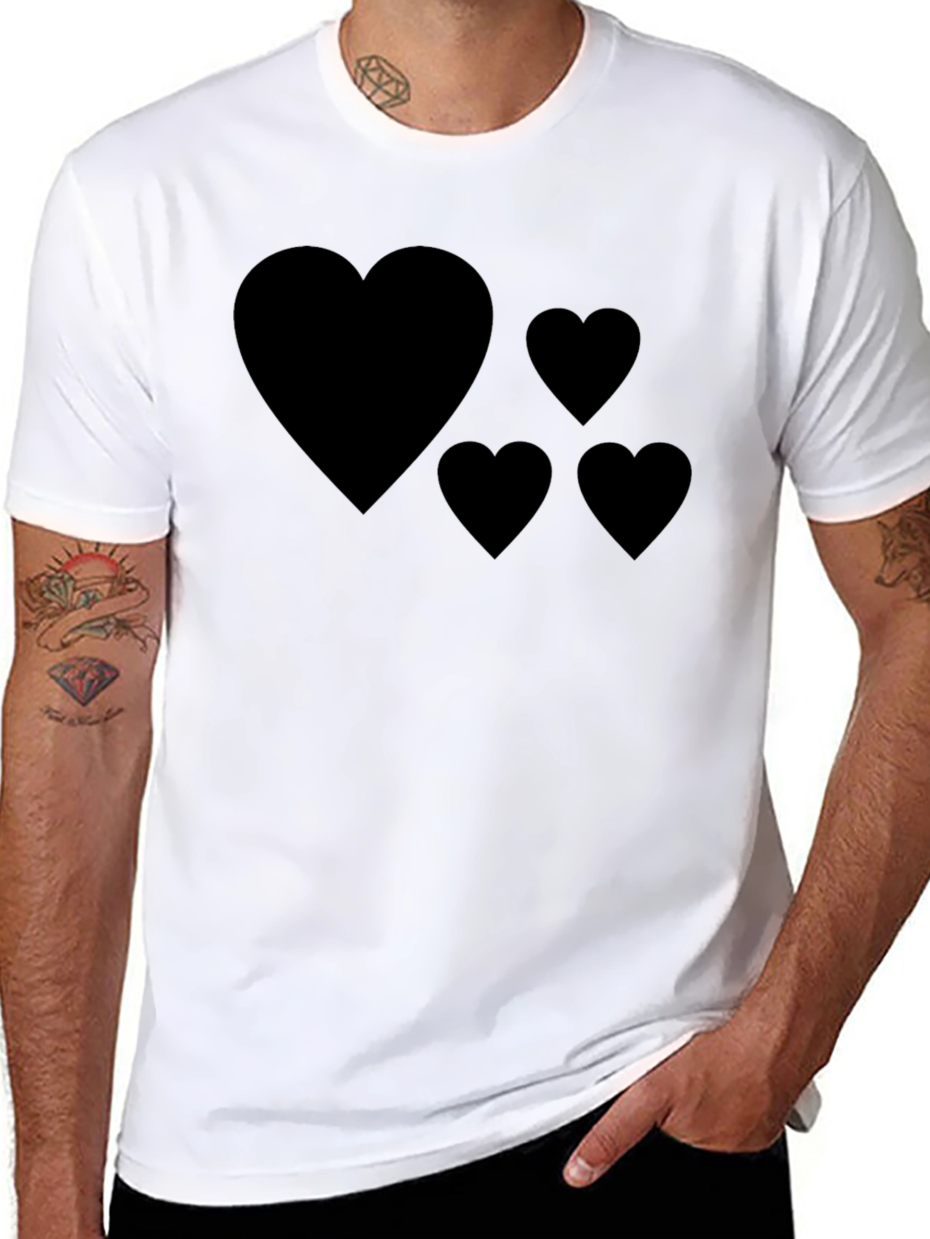Black Heart Graphic Tee - Mens Casual T-Shirt