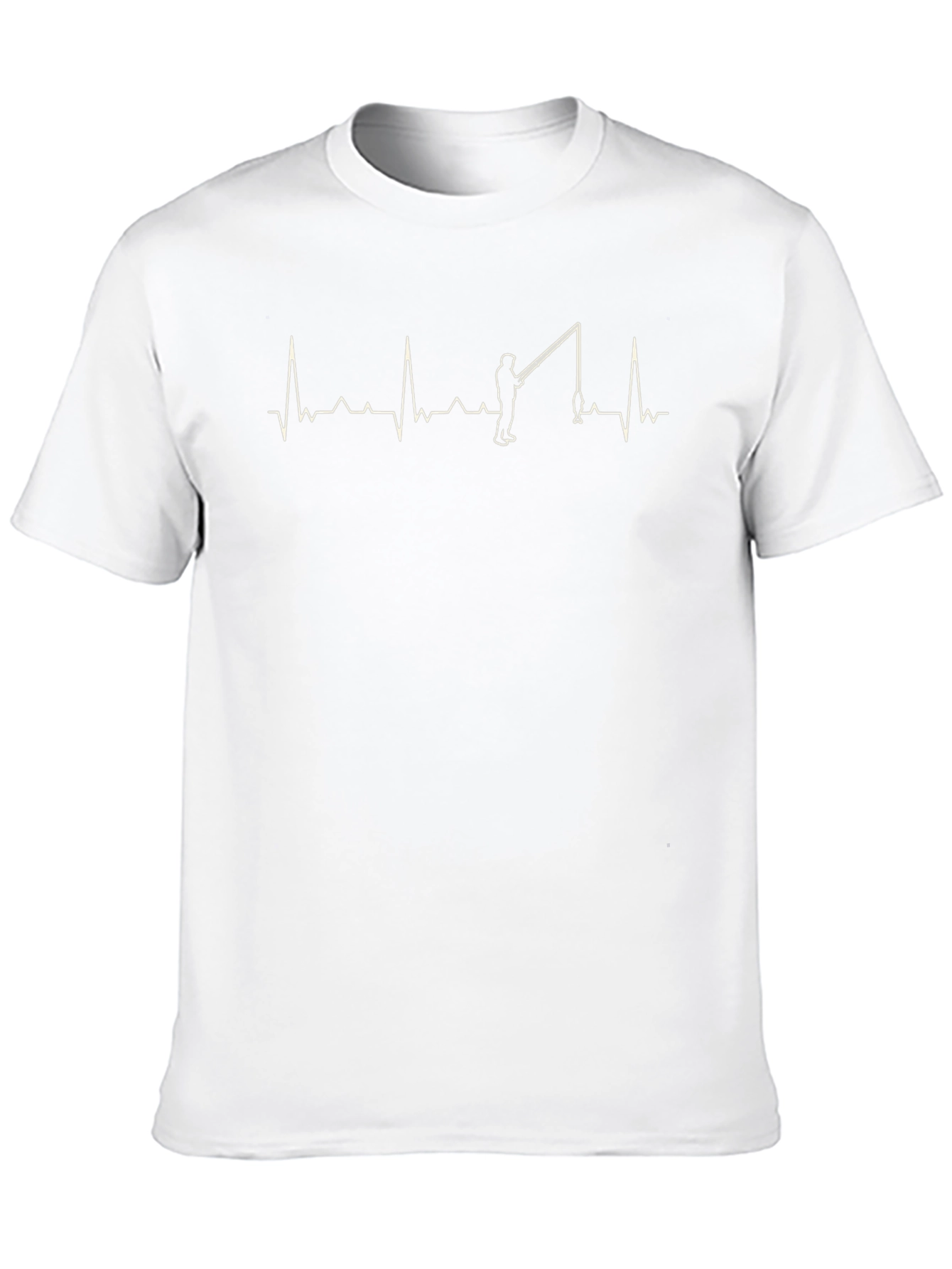 Fisherman Heartbeat Graphic Tee - Black Cotton T-Shirt