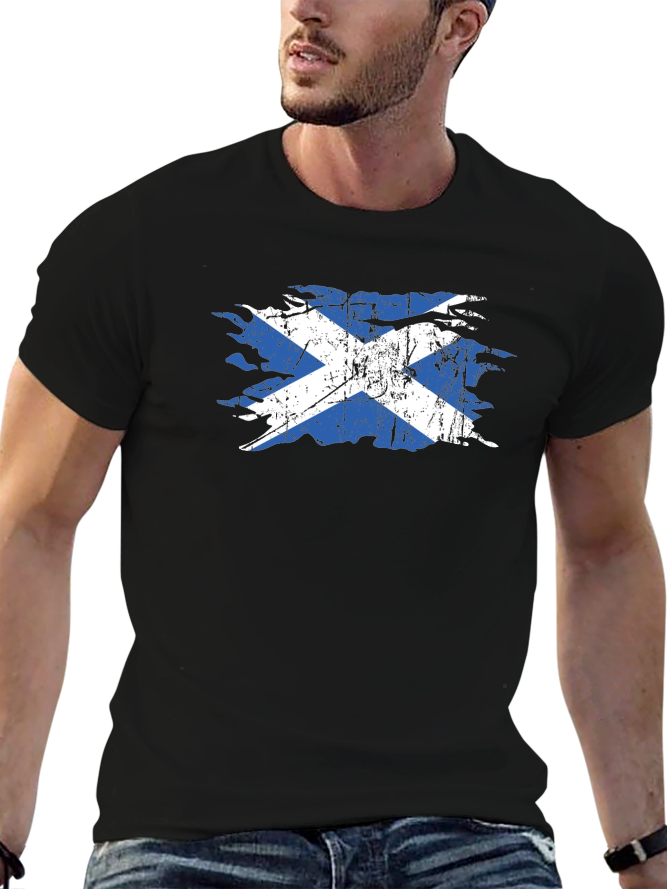 Scotland Flag Distressed Graphic Tee