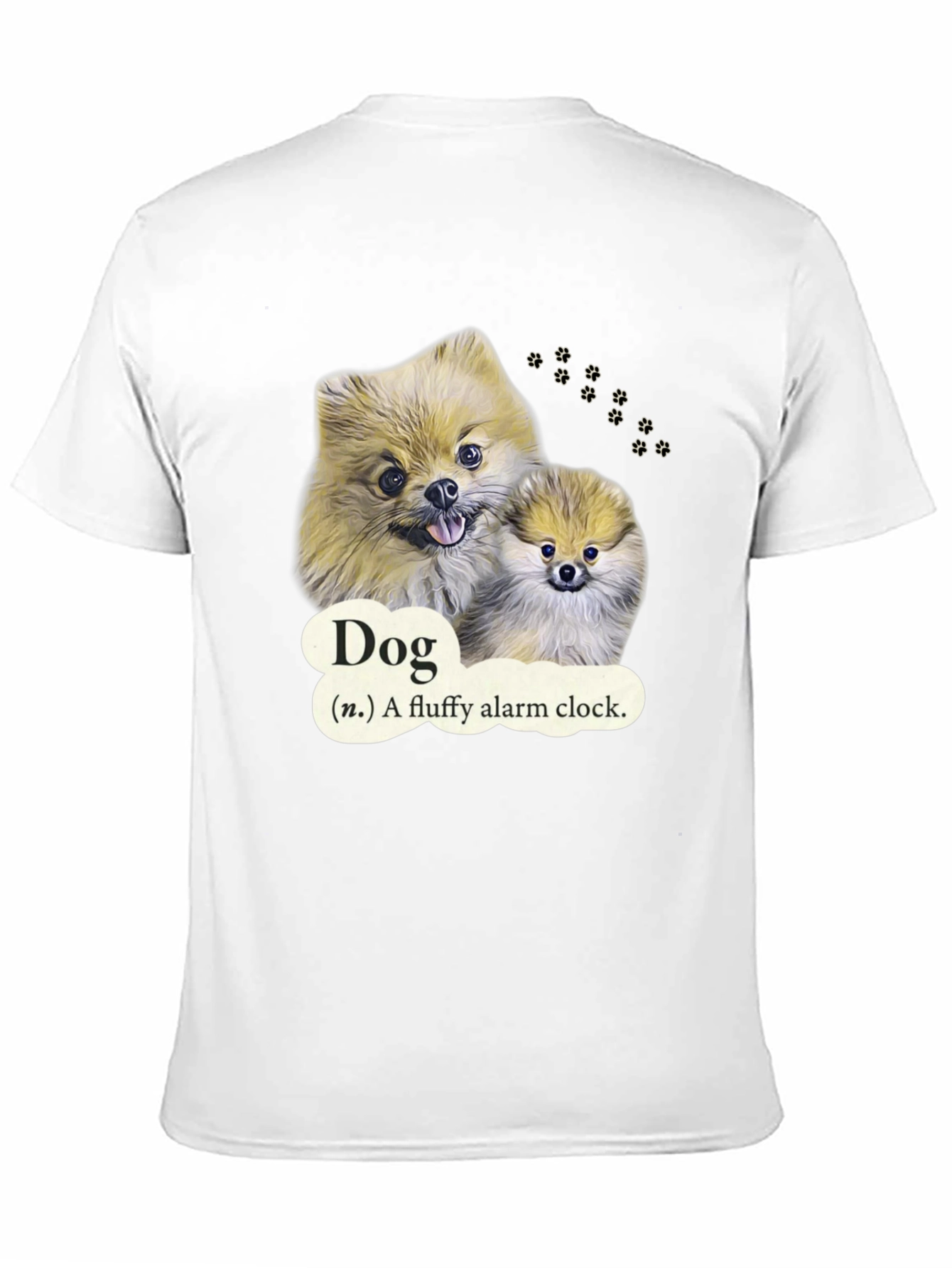 Dog Fluffy Alarm Clock Black T-Shirt
