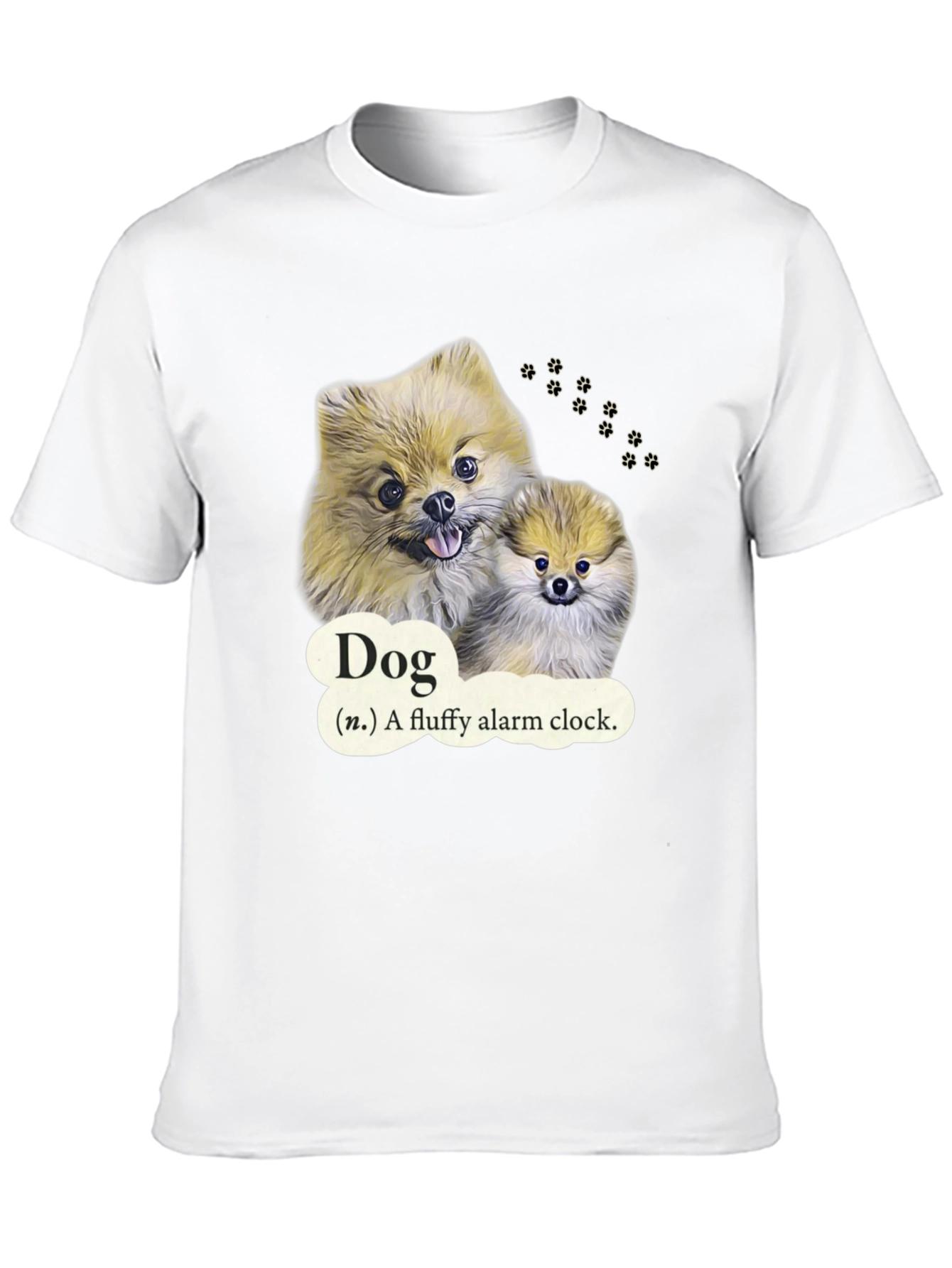 Dog Fluffy Alarm Clock Black T-Shirt