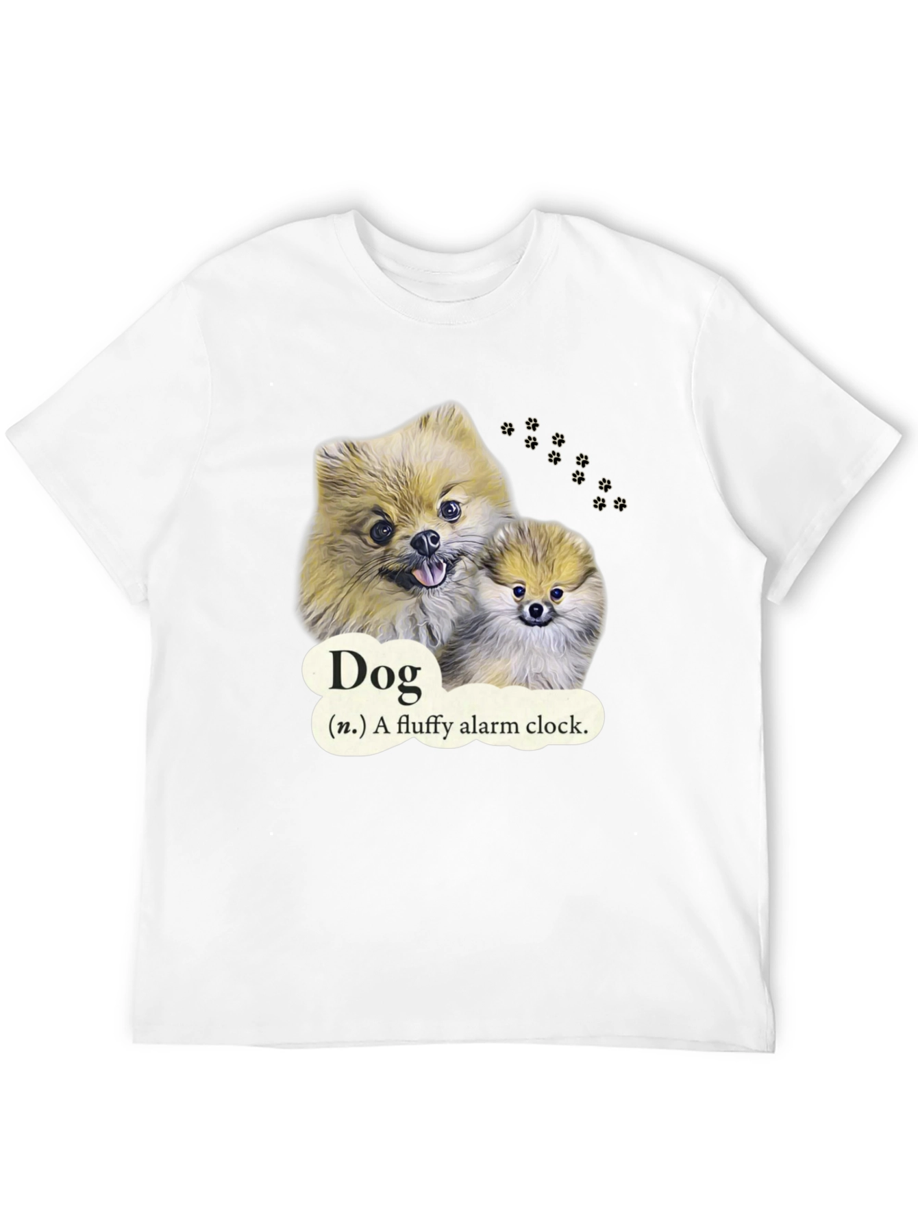 Dog Fluffy Alarm Clock Black T-Shirt