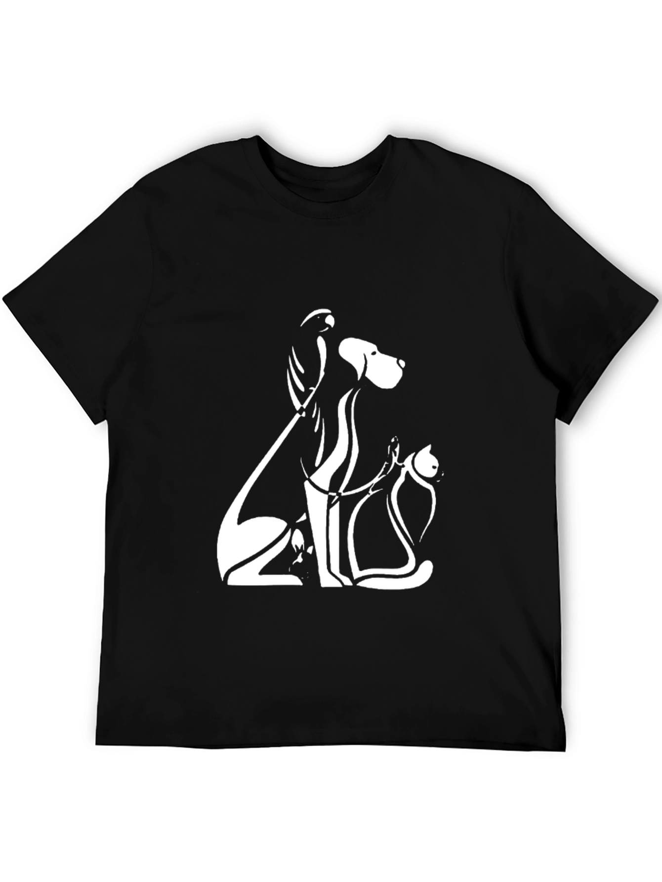 Minimalist Pets T-Shirt: Dog Cat Bird Art
