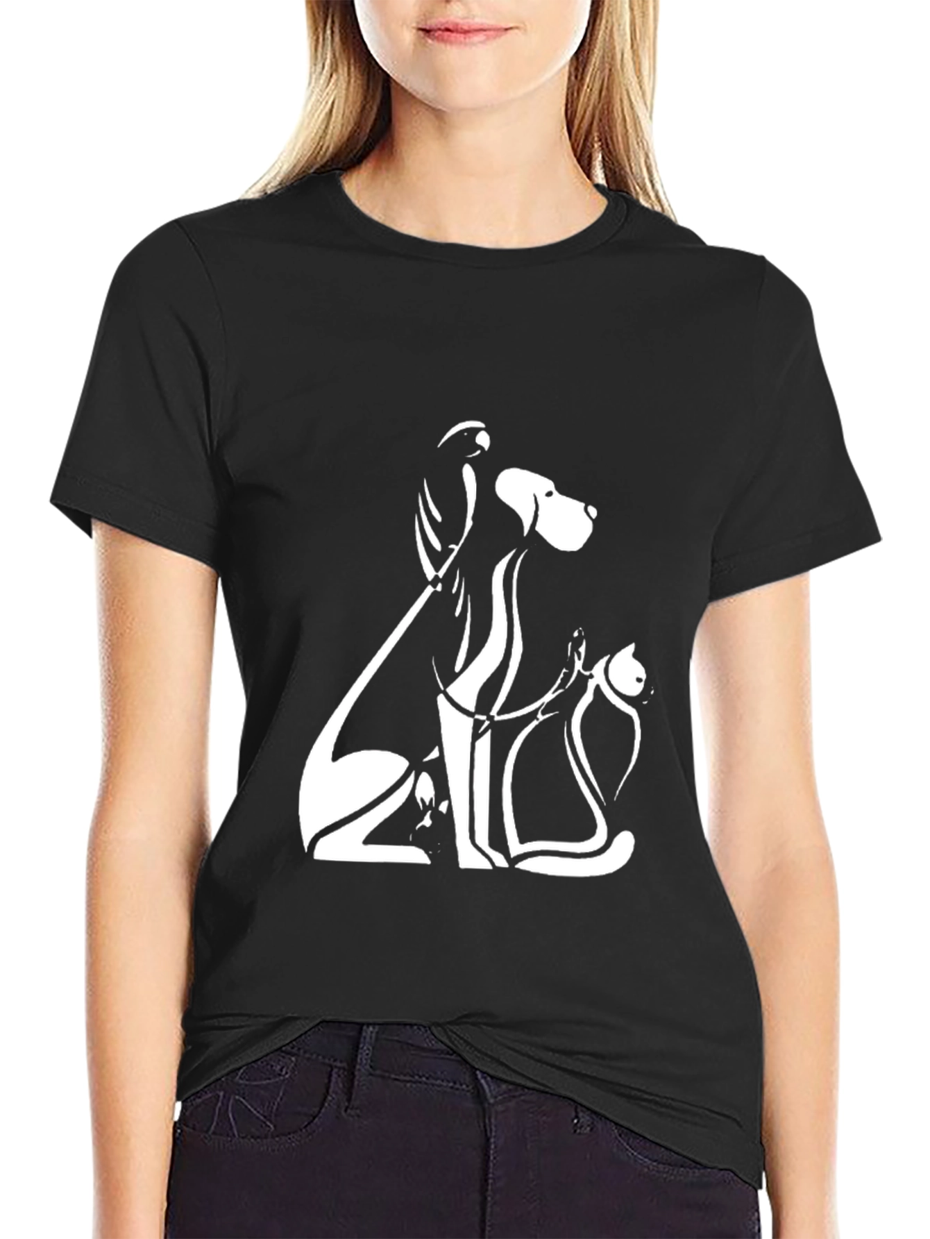 Minimalist Pets T-Shirt: Dog Cat Bird Art