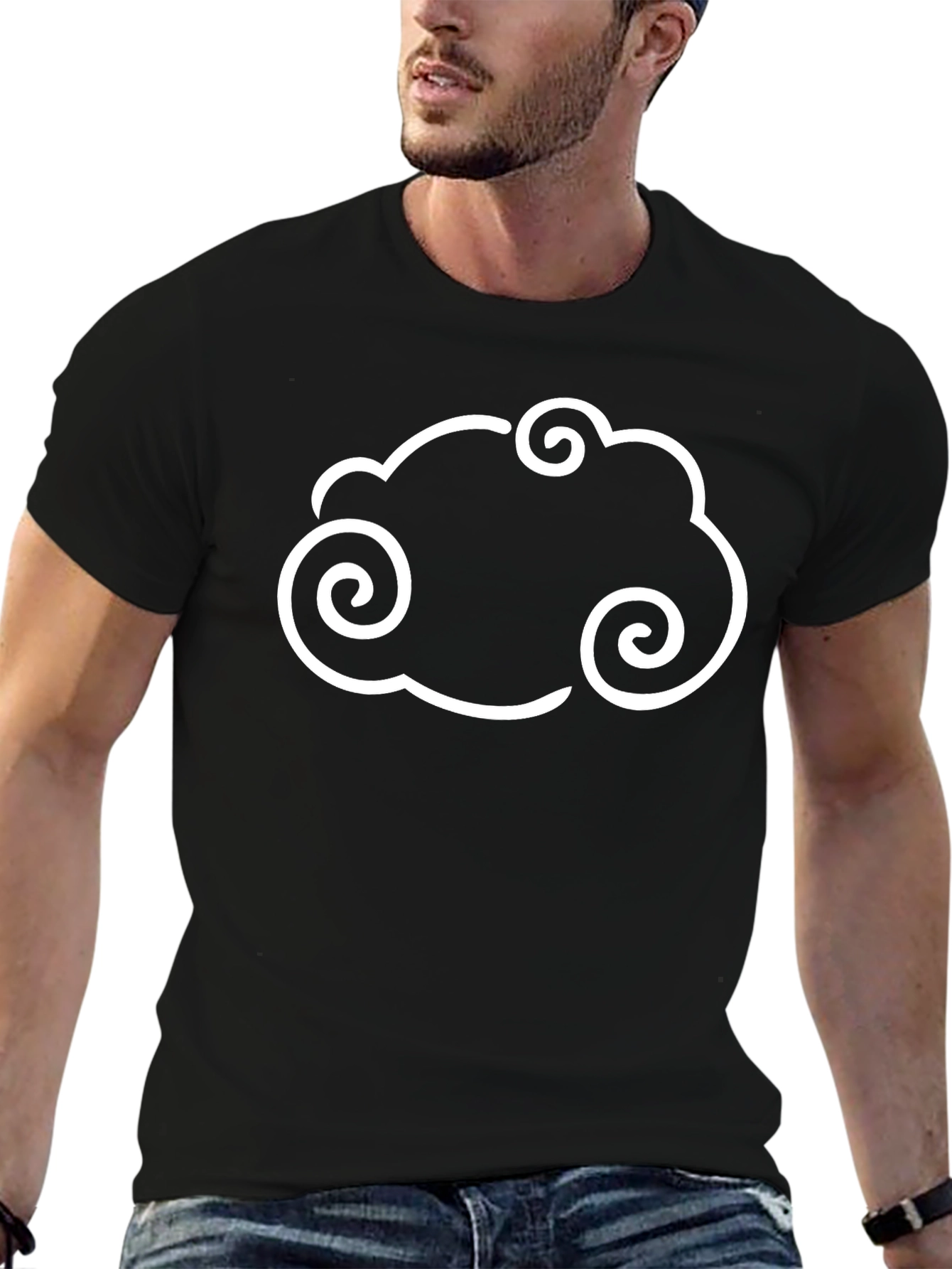 Cloud Swirl Graphic Tee - Black Cotton Comfort